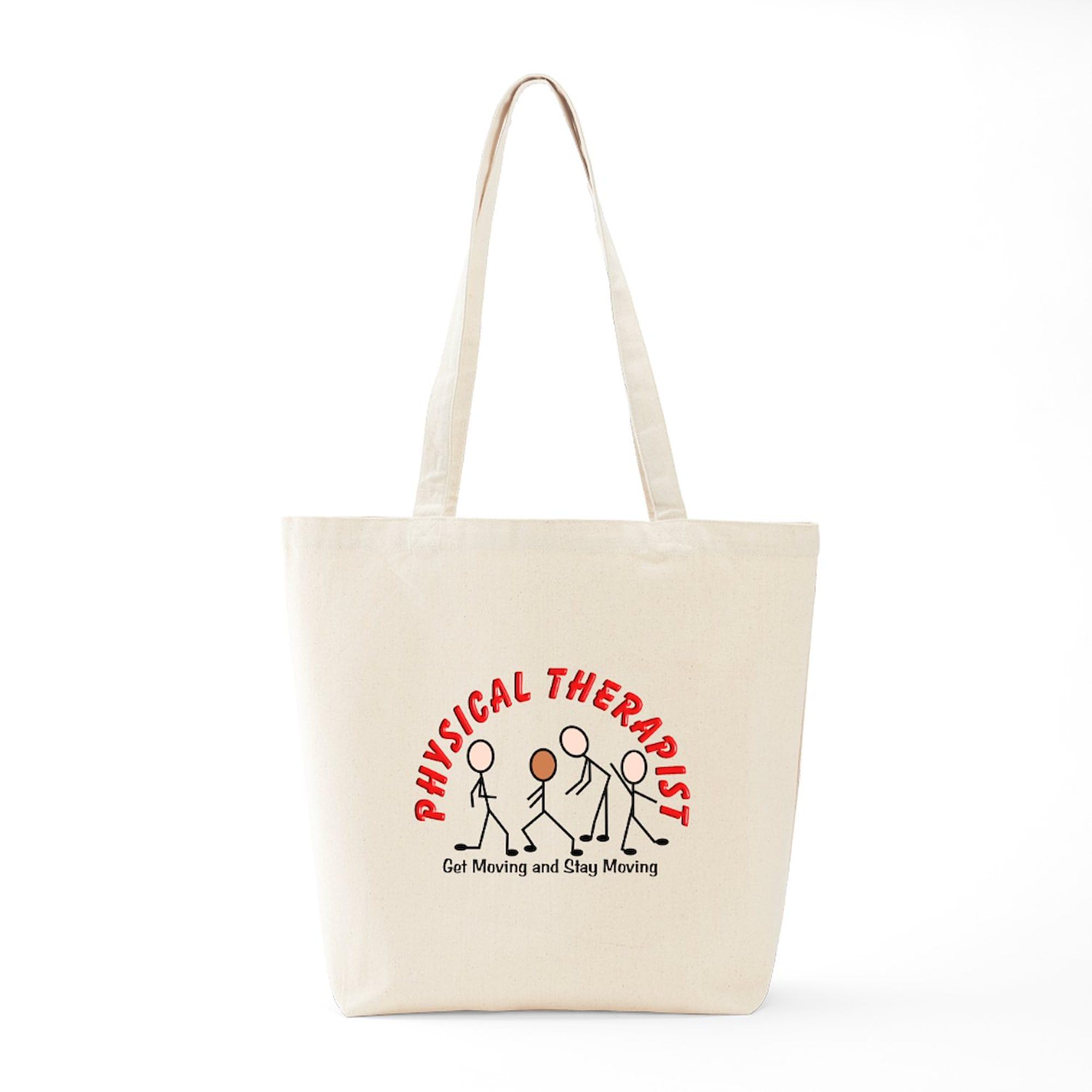 Physical Therapy Tote Bag - Natural Canvas Reusable Shopping Bag for Therapists & Students | Durable Gym & Work Tote for Medical Supplies, Books & Daily Essentials