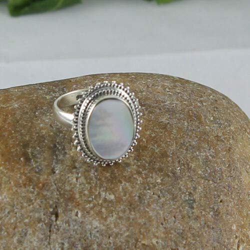 925 Sterling Silver Mother of Pearl Ring for Women - Elegant Natural Gemstone Jewelry, Perfect Valentine's Day Gift for Her - Ideal for Anniversaries, Date Nights & Special Occasions