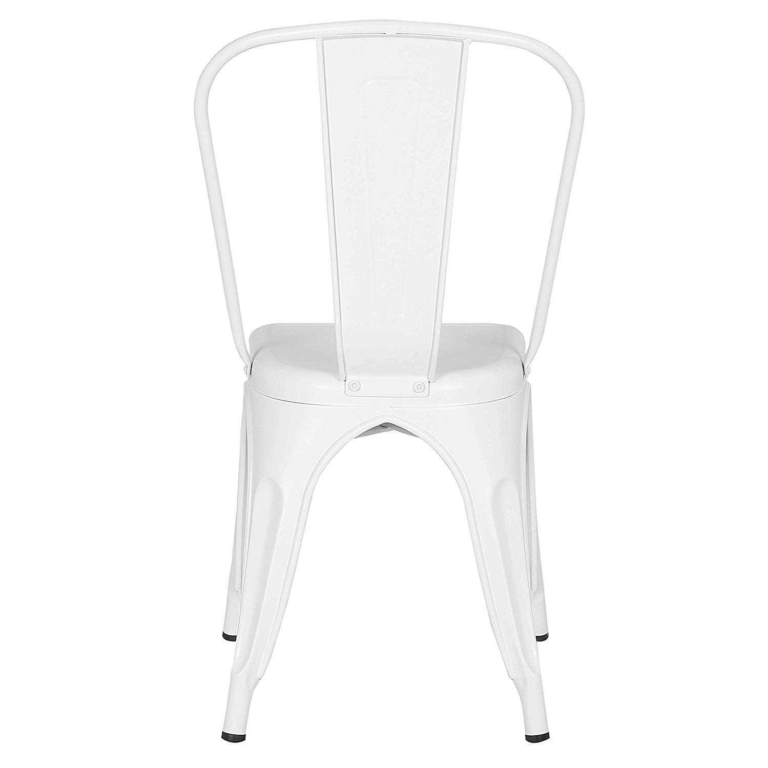 4-Piece Navy Blue Metal Patio Dining Chairs Set - Farmhouse Style Indoor/Outdoor Iron Chairs for Restaurant, Beach Cafe & Backyard (White) - Perfect for Outdoor Dining, Poolside Lounging & Garden Decor