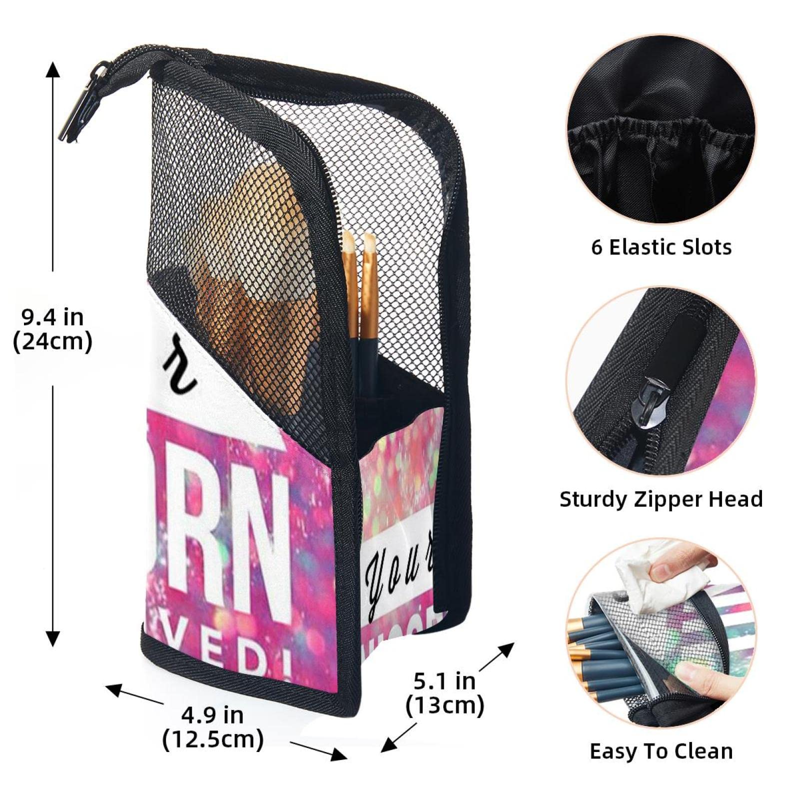 Premium 12-Piece Makeup Brush Organizer Bag - Portable Travel Cosmetic Brush Holder Case with Unicorn Design | Perfect for Makeup Artists, Travel & Home Storage