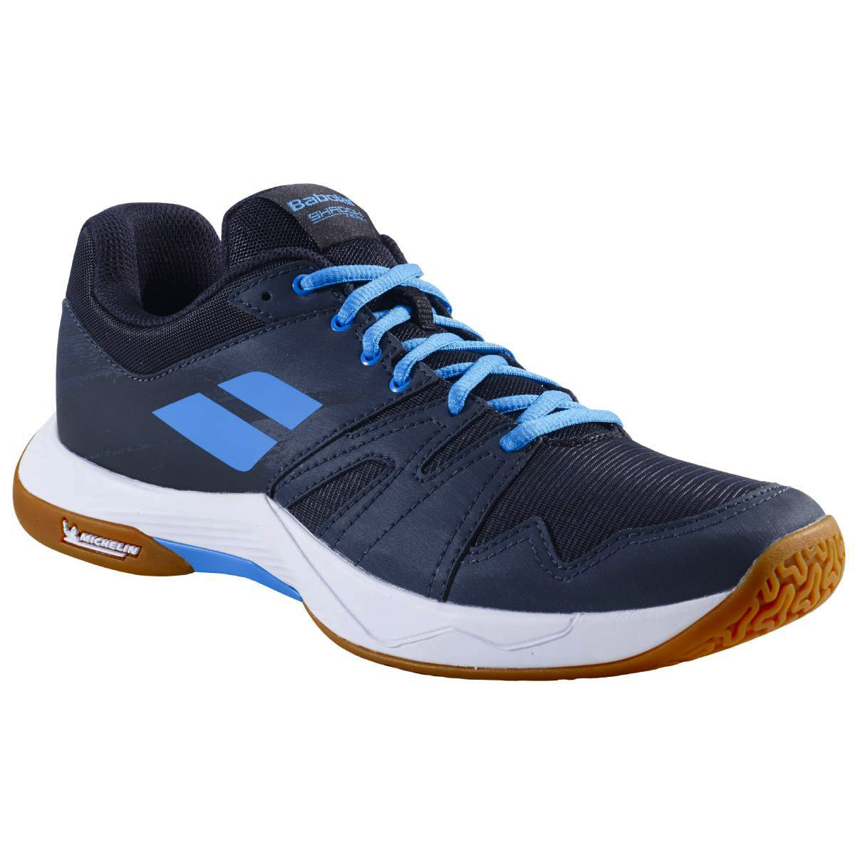Babolat Shadow Team Men's Indoor Court Shoes - Lightweight Tennis Shoes for Men with Cushioning & Support - Dark Grey/Blue - Perfect for Indoor Tennis, Badminton & Squash Games