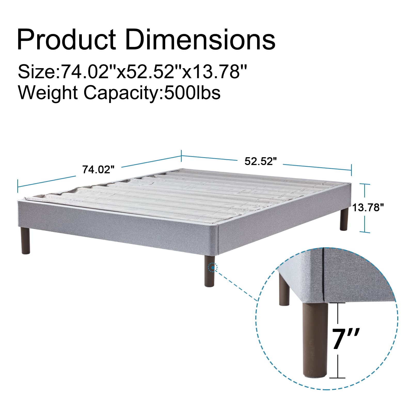 BDEUS 14 Inch Wood Slat Platform Bed Frame - 100% Solid Wood Mattress Foundation - Easy Tool-Free Assembly in 5 Minutes - Sturdy & Quiet Full Size Bed - No Box Spring Needed - Perfect for Modern Bedrooms, Guest Rooms & Small Apartments