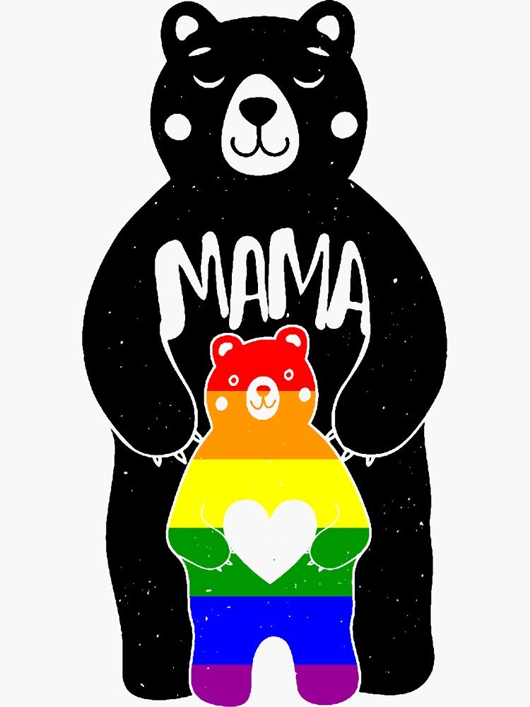 Bear Gay Pride Sticker - Waterproof Decal for Hydro Flask, Laptop, Skateboard - LGBTQ+ Mama Design - Perfect for Water Bottles, Tech Devices & Outdoor Gear