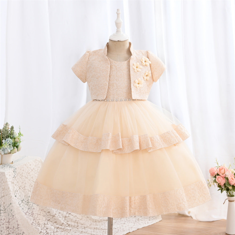 Elegant A-Line Flower Girl Dress for Weddings - Satin & Tulle Floor-Length Formal Gown for Special Occasions, Birthday Parties, and Pageants