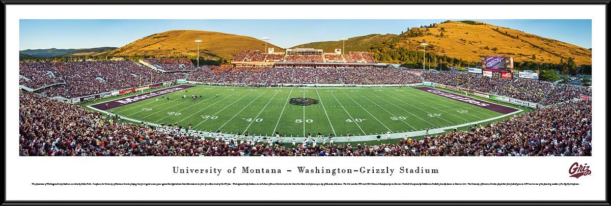 Montana Football Poster - Blakeway Panoramas College Sports Wall Art for Game Room, Dorm & Office Decor