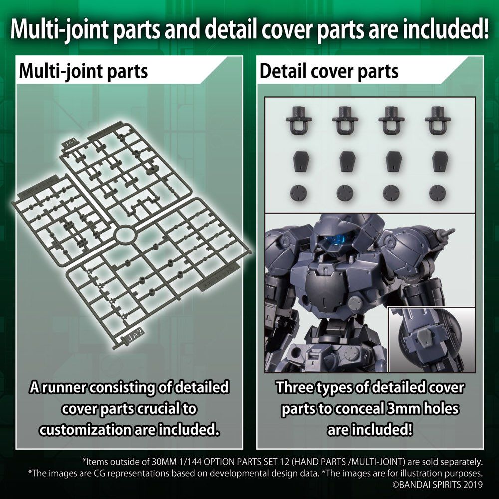 Bandai 30 Minutes Missions 30MM #W23 1/144 Scale Option Part Set 12 - Hand Parts & Multi Joint Model Kit for Custom Builds | Perfect for Gundam & Mecha Customization Projects