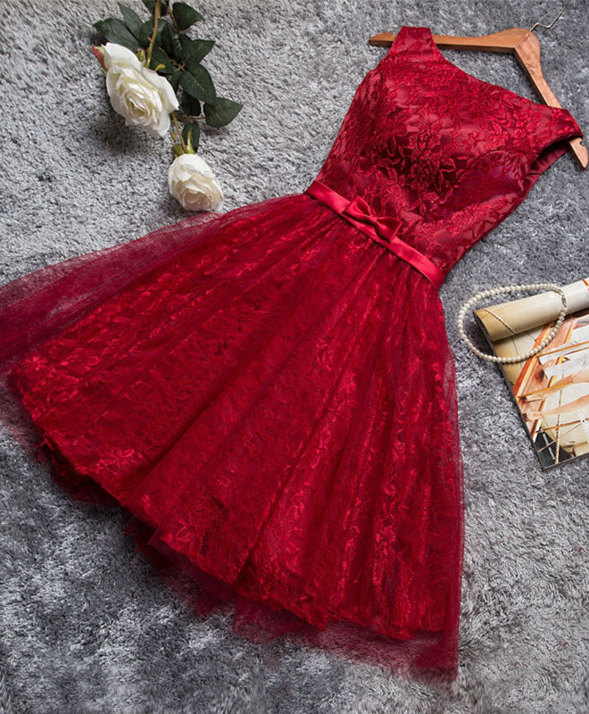 Elegant Burgundy A-Line Lace Short Prom Dress | Formal Evening Gown for Homecoming, Cocktail Parties & Special Occasions