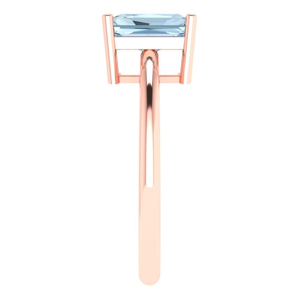 1.75ct Natural Aquamarine Engagement Ring 18K Rose Gold - Radiant Cut Solitaire Wedding Band for Women, Bridal Promise & Anniversary Jewelry - Perfect for Proposals, Weddings & Special Occasions