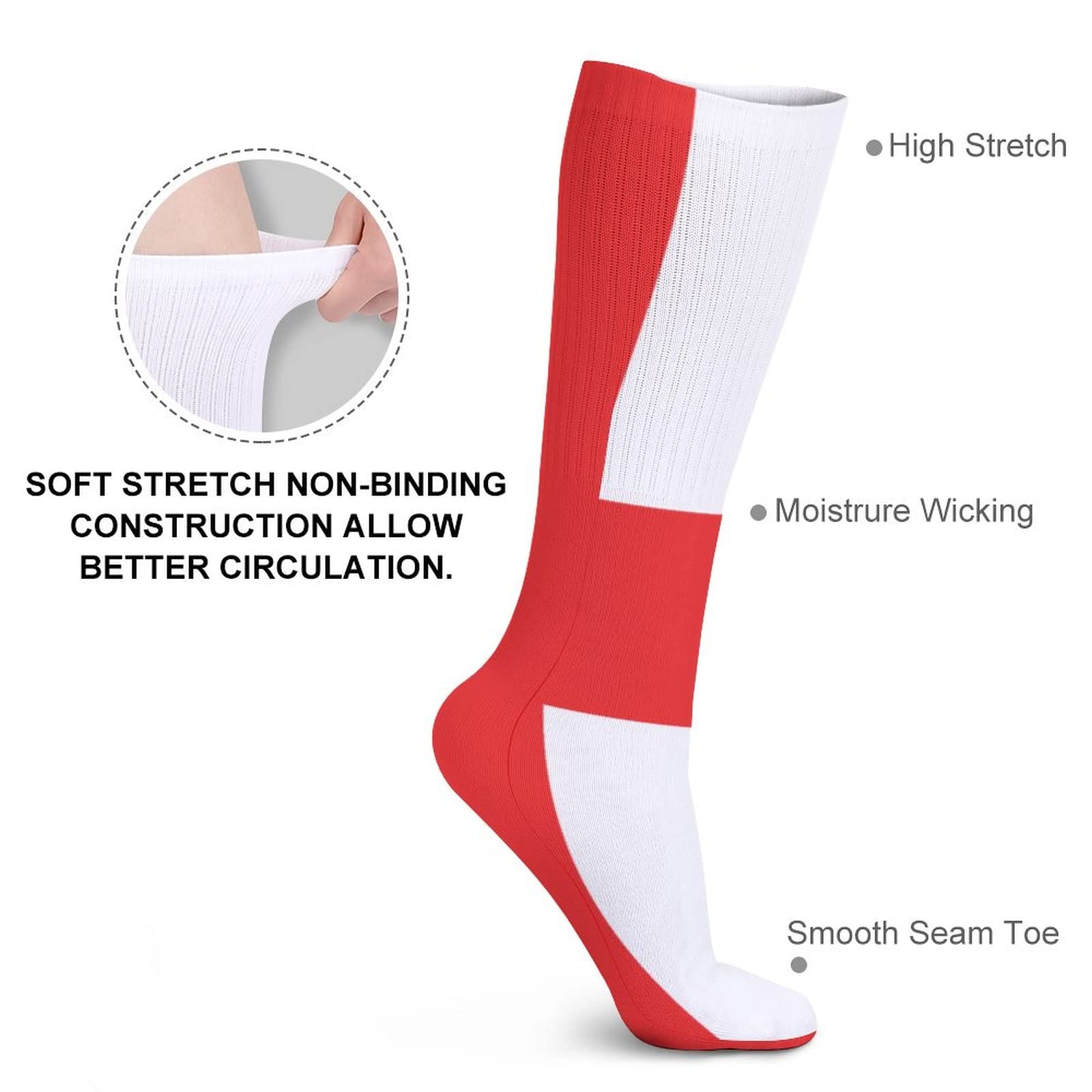 England Flag Casual Socks - Moisture Wicking & Breathable Athletic Socks for Men & Women (5 Pairs) - Perfect for Running, Gym Workouts & Everyday Wear