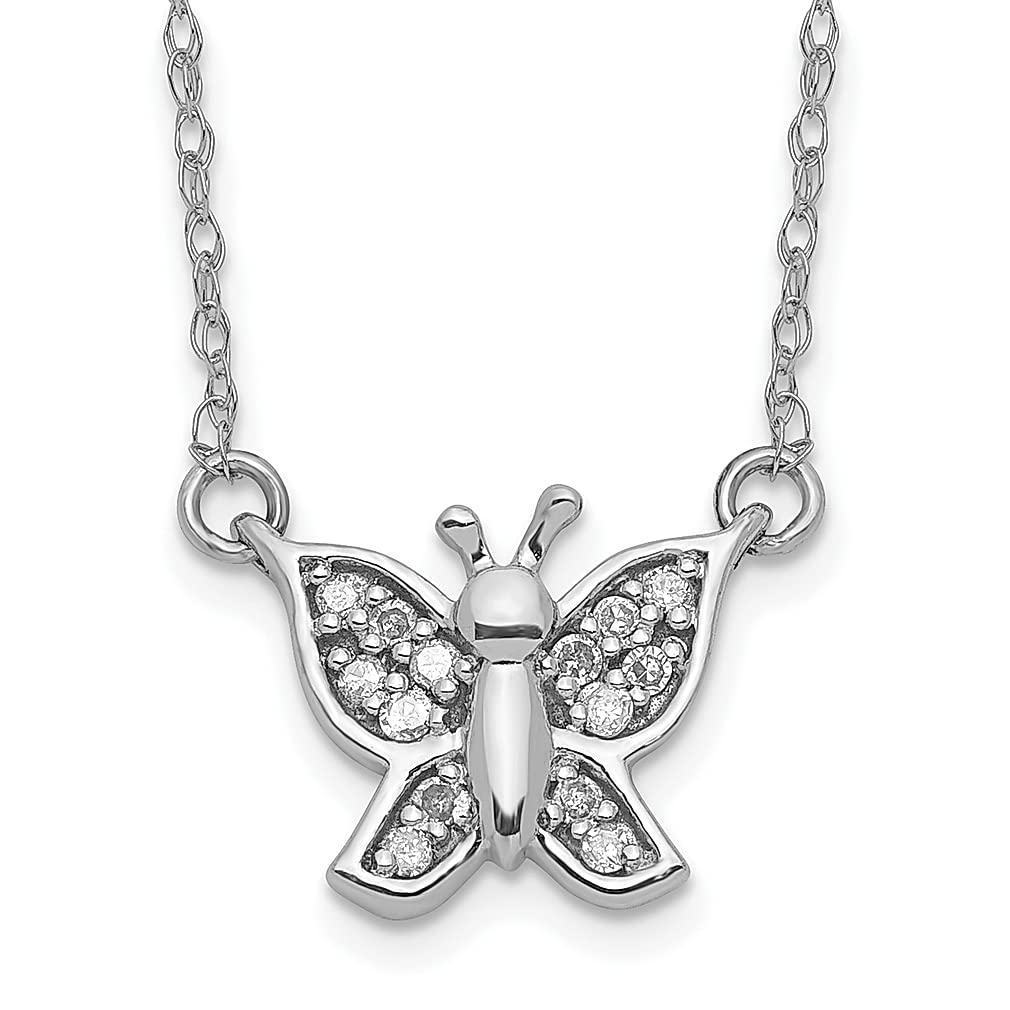 10K White Gold Diamond Butterfly Pendant Necklace - Elegant Insect & Arachnid Inspired Fine Jewelry for Women | Perfect Gift for Her, Birthday, Anniversary & Special Occasions