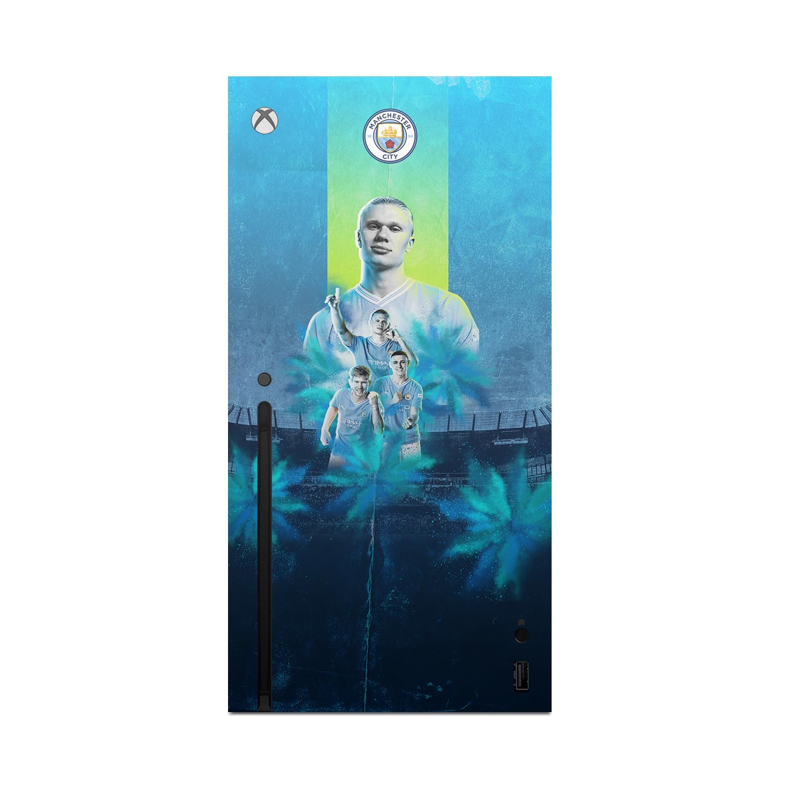 Official Manchester City FC Erling Haaland 2023/24 Kit Vinyl Sticker Decal - Compatible with Xbox Series X Console & Controller - Gaming Skin for Xbox Accessories - Perfect for Gamers and Soccer Fans