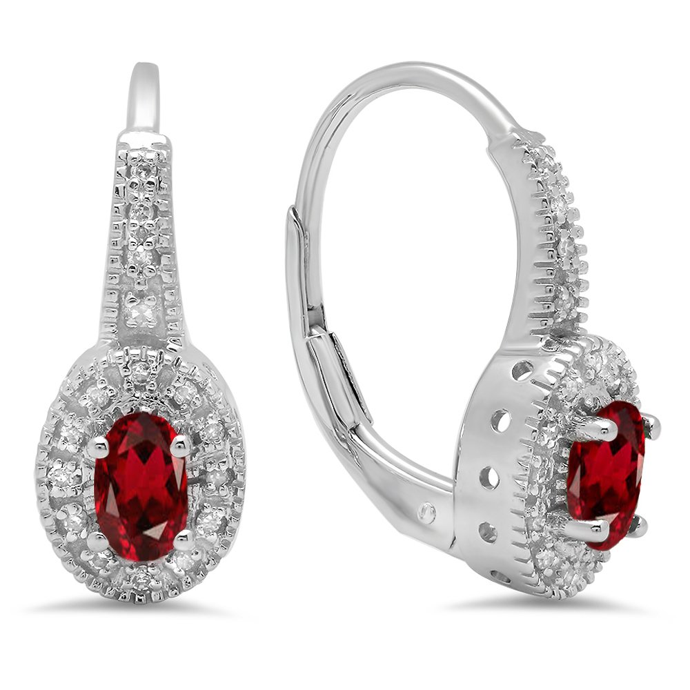 Dazzlingrock 10K Solid White Gold Halo Millgrain Hoop Earrings for Women | Elegant Jewelry Gift for Brides, Anniversaries & Special Occasions