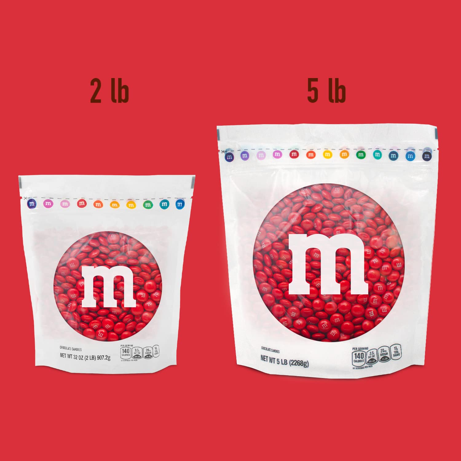 M&M'S Red Milk Chocolate Candy 2lbs - Resealable Pack for Parties & Gifts