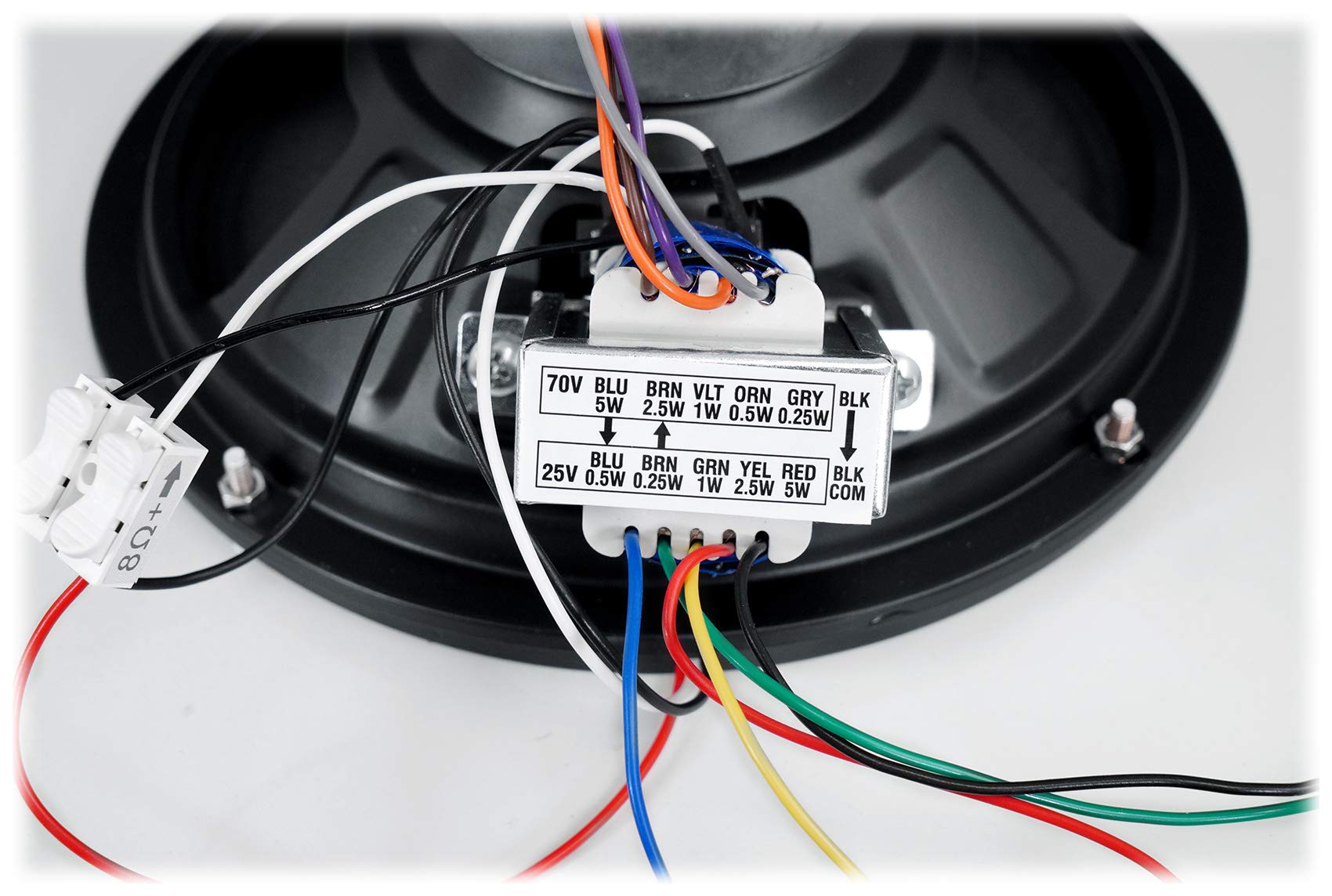 Rockville RCS80-1 60 Watt 70V Commercial Amplifier with Bluetooth & 8 MS81 Metal Ceiling Speakers for Restaurant Background Music PA System - Perfect for Hotels, Retail Stores, and Office Buildings