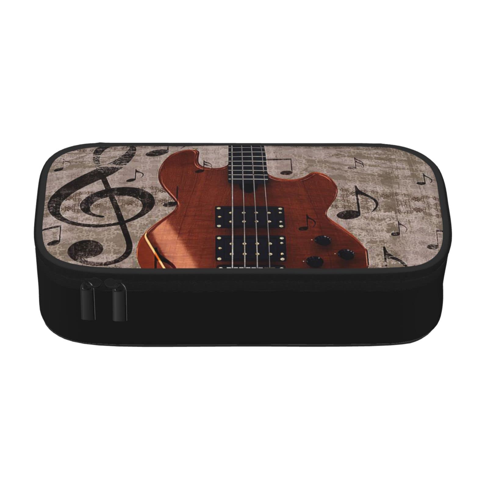 Vintage Music Note Design Large Capacity Pencil Case - Double Zipper Cosmetic & Stationery Organizer Bag for Women, Students, Office & Travel Storage | Perfect for School Supplies, Makeup, Art Tools & Desk Organization