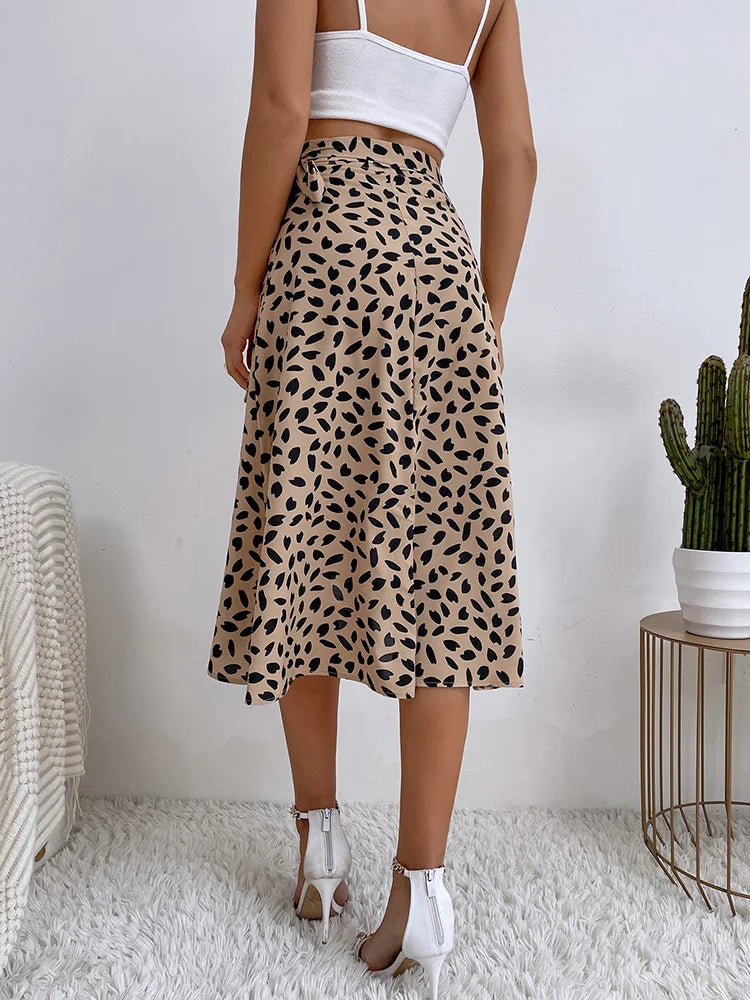 Boho Women's Casual Print Wrap Skirt - High Waist Asymmetrical A-Line Knee Length Summer Skirt for Beach, Vacation & Everyday Wear