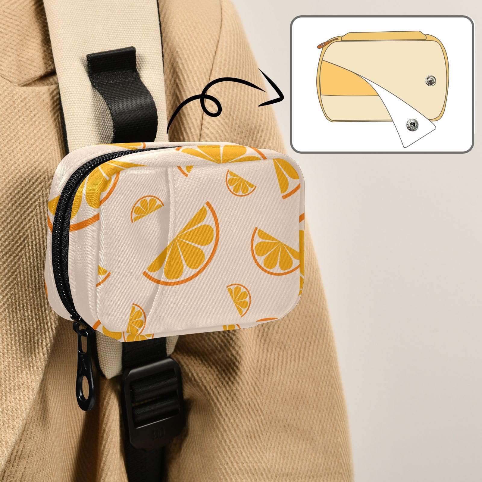 Portable Lemon-Shaped Pill Organizer - Daily Vitamin & Medicine Storage Case with Twill Fabric - Perfect for Travel, Home, and Office Use
