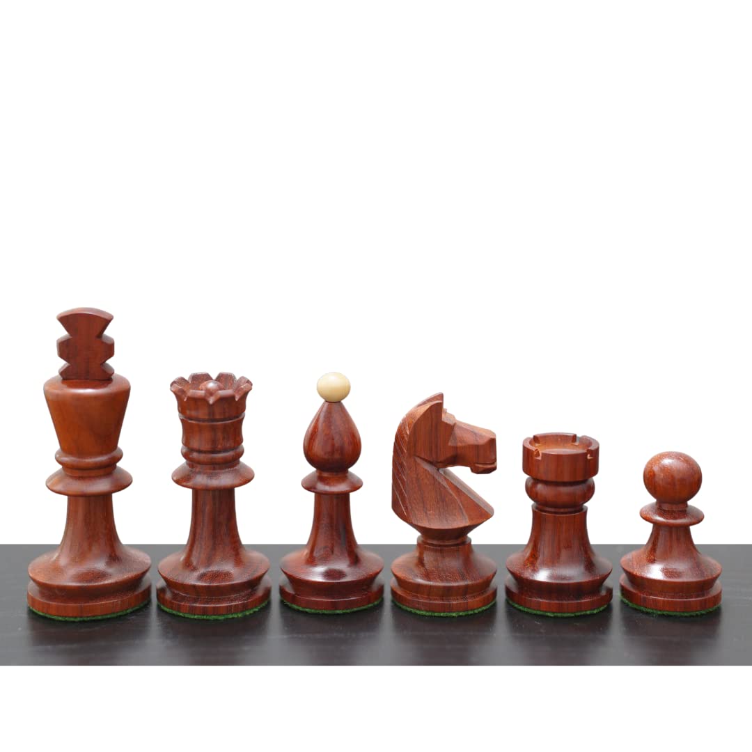Handmade Wooden Chess Pieces Set - Reproduced Romanian Hungarian National Tournament Weighted Chess, King 3.9