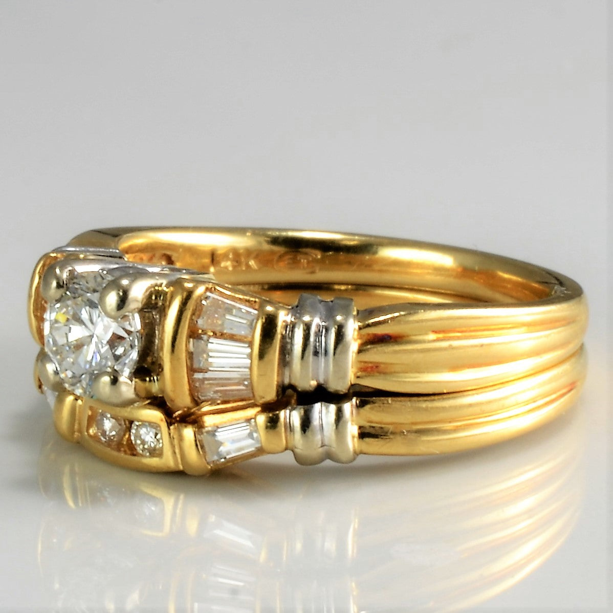 Elegant Baguette Accented Diamond Wedding Ring Set | 0.56 Carat Total Weight | Size 5 | Perfect for Engagement, Anniversary & Bridal Jewelry Gifts