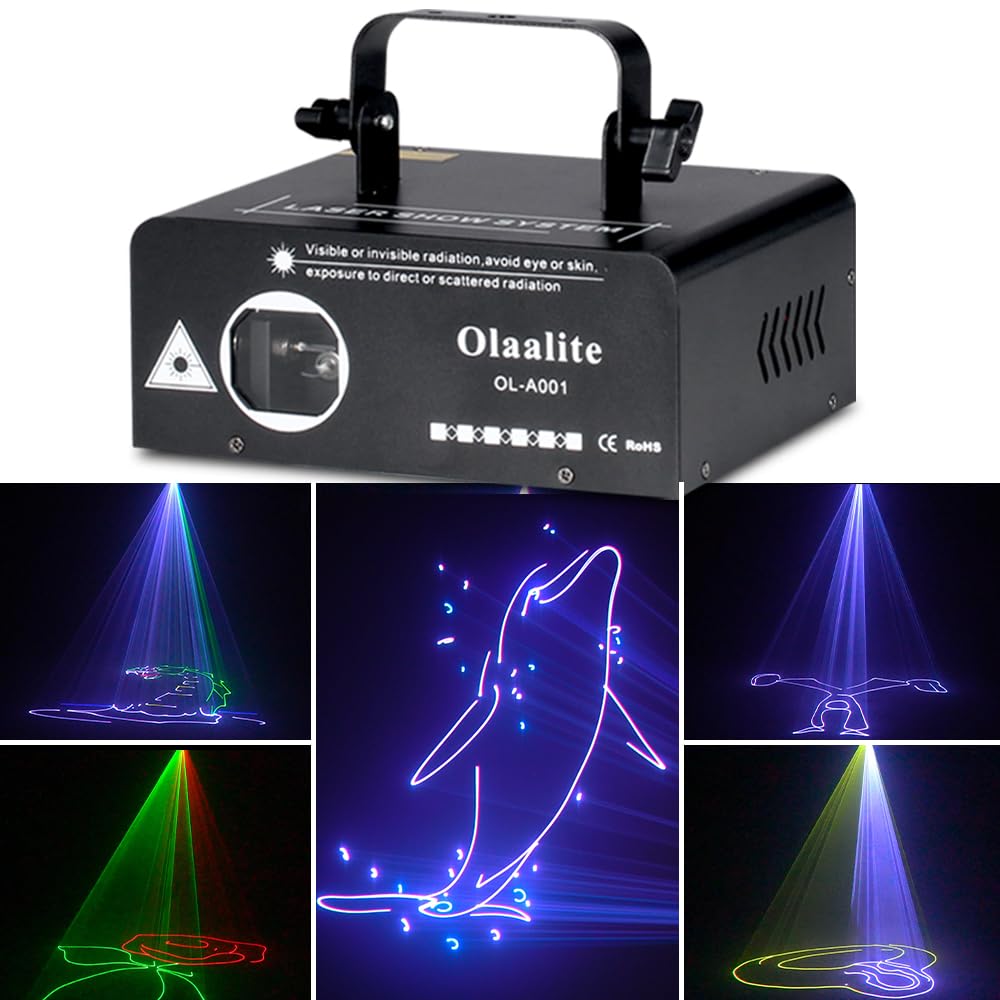 Olaalite 3D Full Color Stage Laser Light with Sound Activation & DMX Control - Professional DJ Lighting for Parties, Clubs, Bars, and Stage Performances | Perfect for Disco, Raves, Concerts, and Nightlife Entertainment