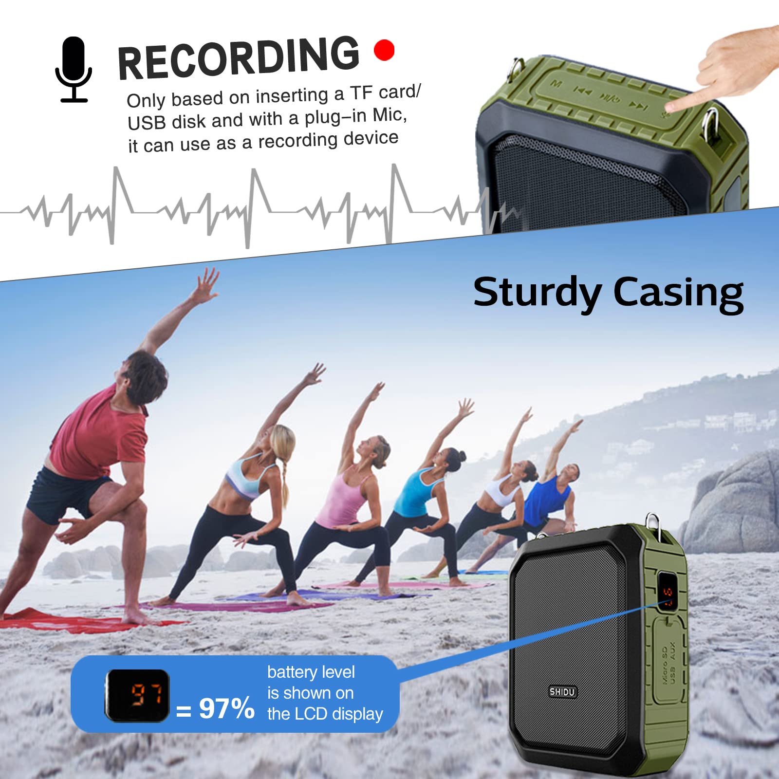18W Wireless Bluetooth Voice Amplifier Headset - Rechargeable Waterproof Microphone for Teachers, Classroom & Outdoor Use - Portable Personal Voice Enhancer for Public Speaking, Presentations & Events