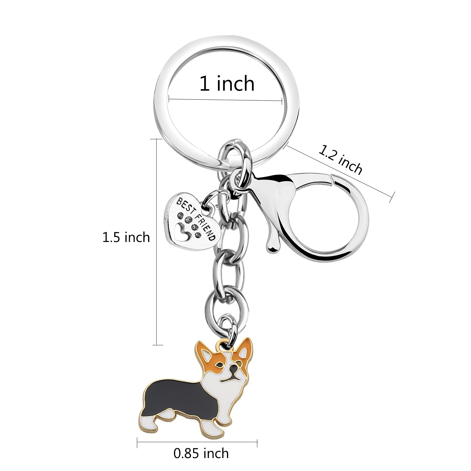 BNQL Cute Corgi Keychain - Perfect Gift for Corgi Owners & Dog Lovers - Paw Print Pet Rescue Keychain - Ideal for Birthdays, Christmas & Pet Adoption Celebrations