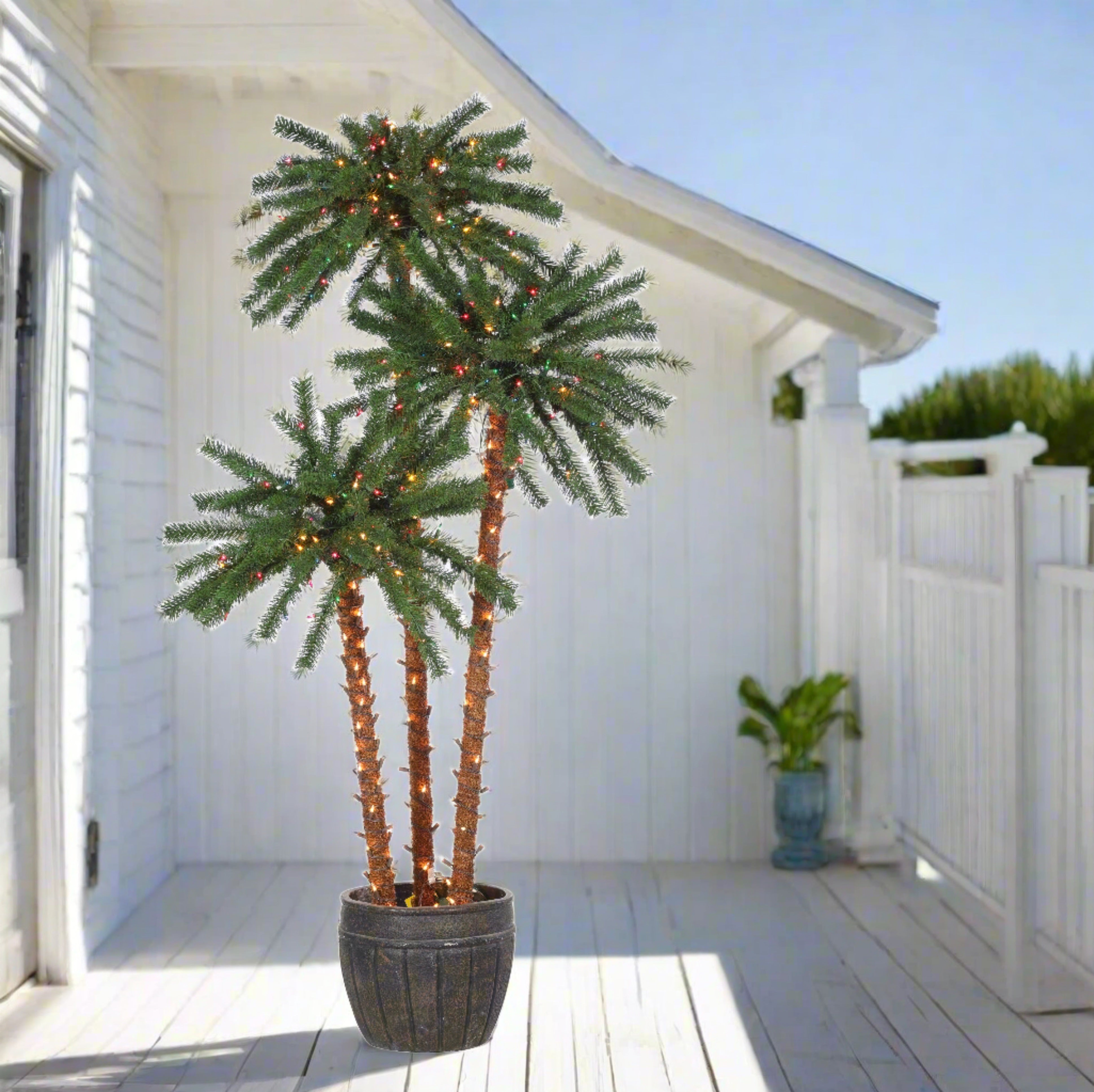 4 5 6 ft. Pre-Lit Potted Artificial Palm Tree with 500 Warm White Incandescent Lights - Perfect for Indoor Home Decor, Office, and Holiday Party Decoration