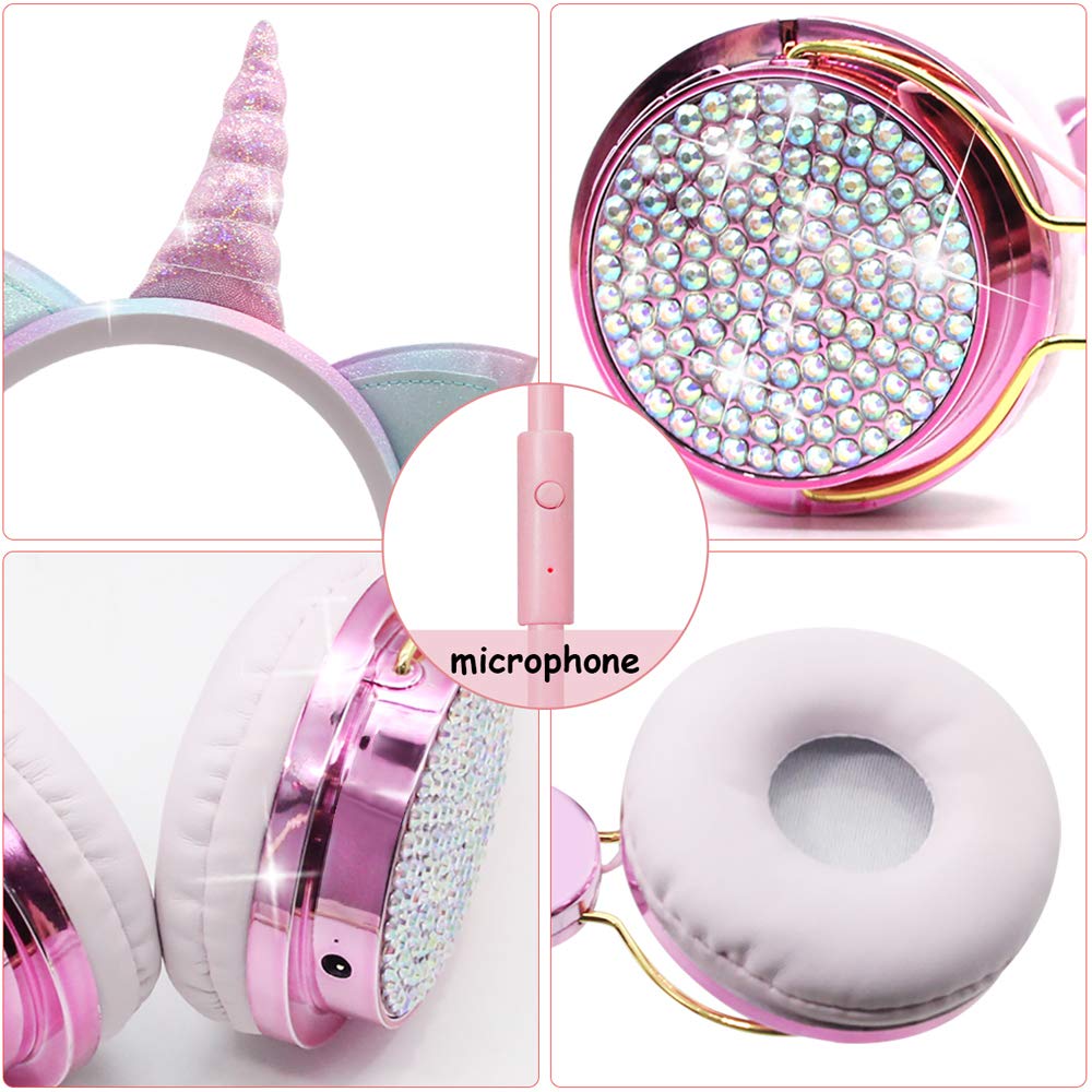 **Unicorn Kids Headphones for Girls & Boys - Adjustable Wired Headphones with 3.5mm Jack, Over-Ear Design & Built-in Mic - Perfect for School, Travel, Birthday & Christmas Gifts**