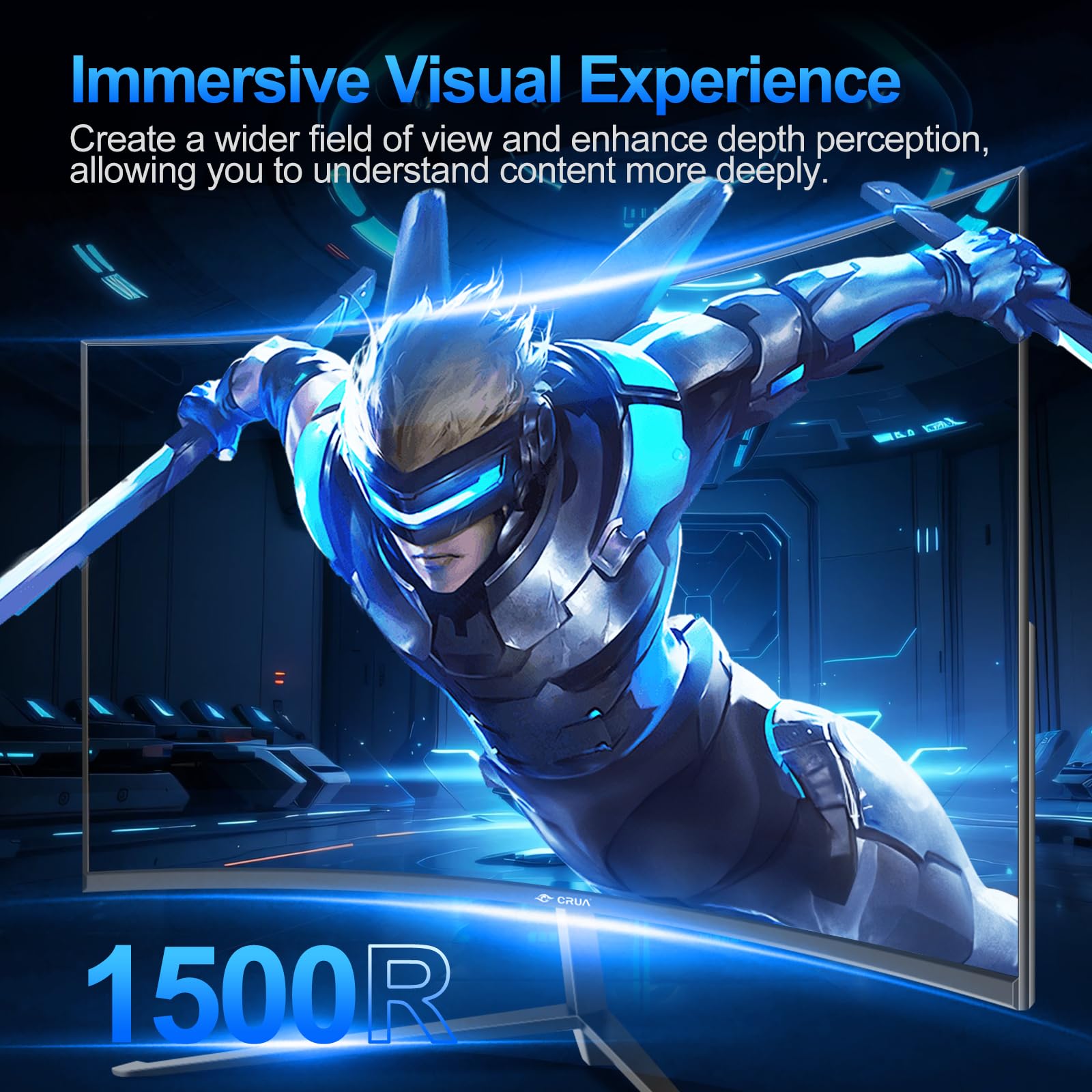 CRUA 27 Inch Curved Gaming Monitor 100Hz, Full HD 1080P 1500R PC Computer Screen with FreeSync & Eye Care Technology, Frameless Design, VESA Mount Compatible - Perfect for Esports, Home Office & Multimedia Entertainment