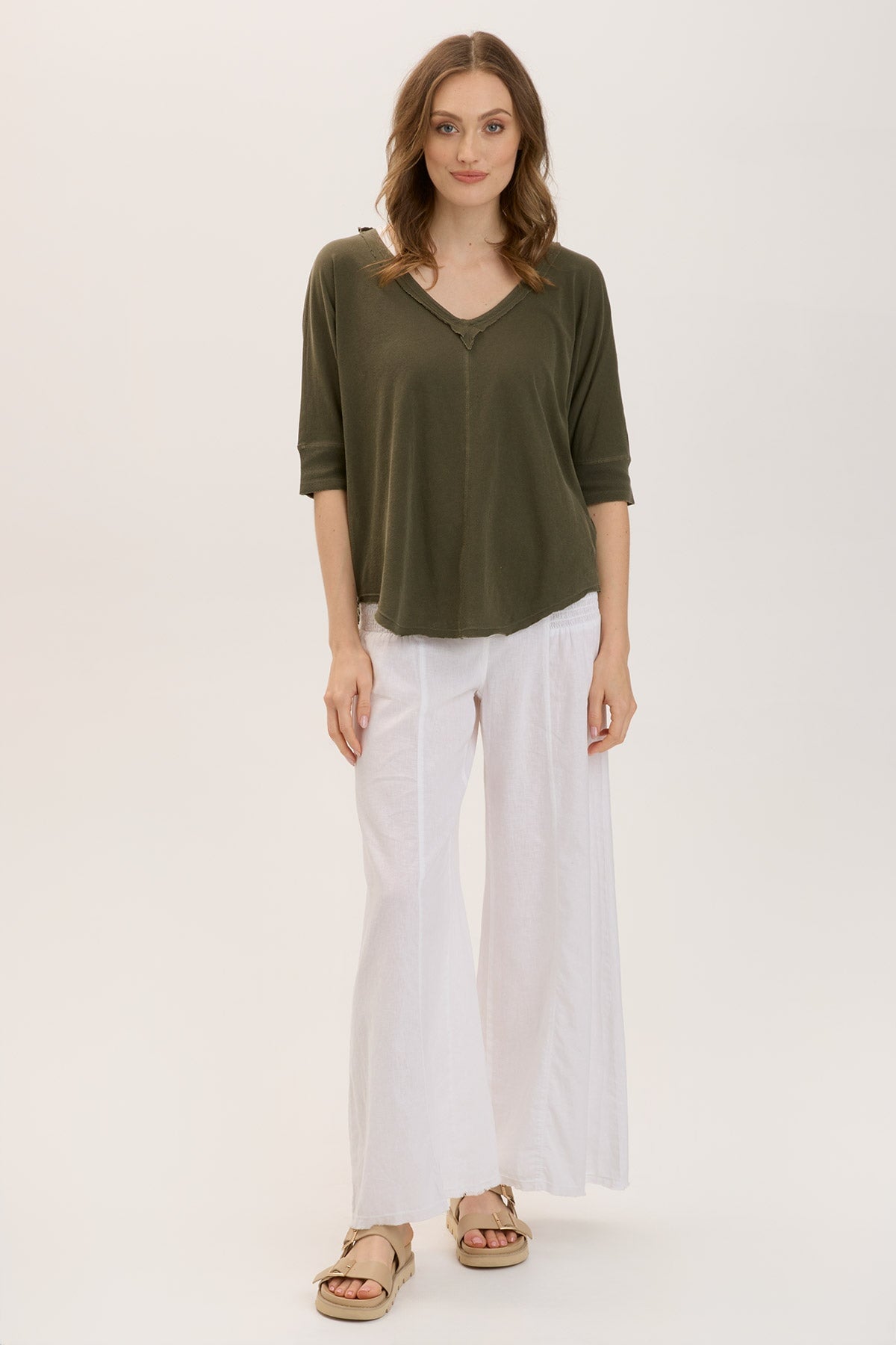 Gardiner Banded Sleeve Top 2.0 - Women's Fashion T-Shirt with Elastic Sleeve Bands | Perfect for Yoga, Workout & Casual Wear