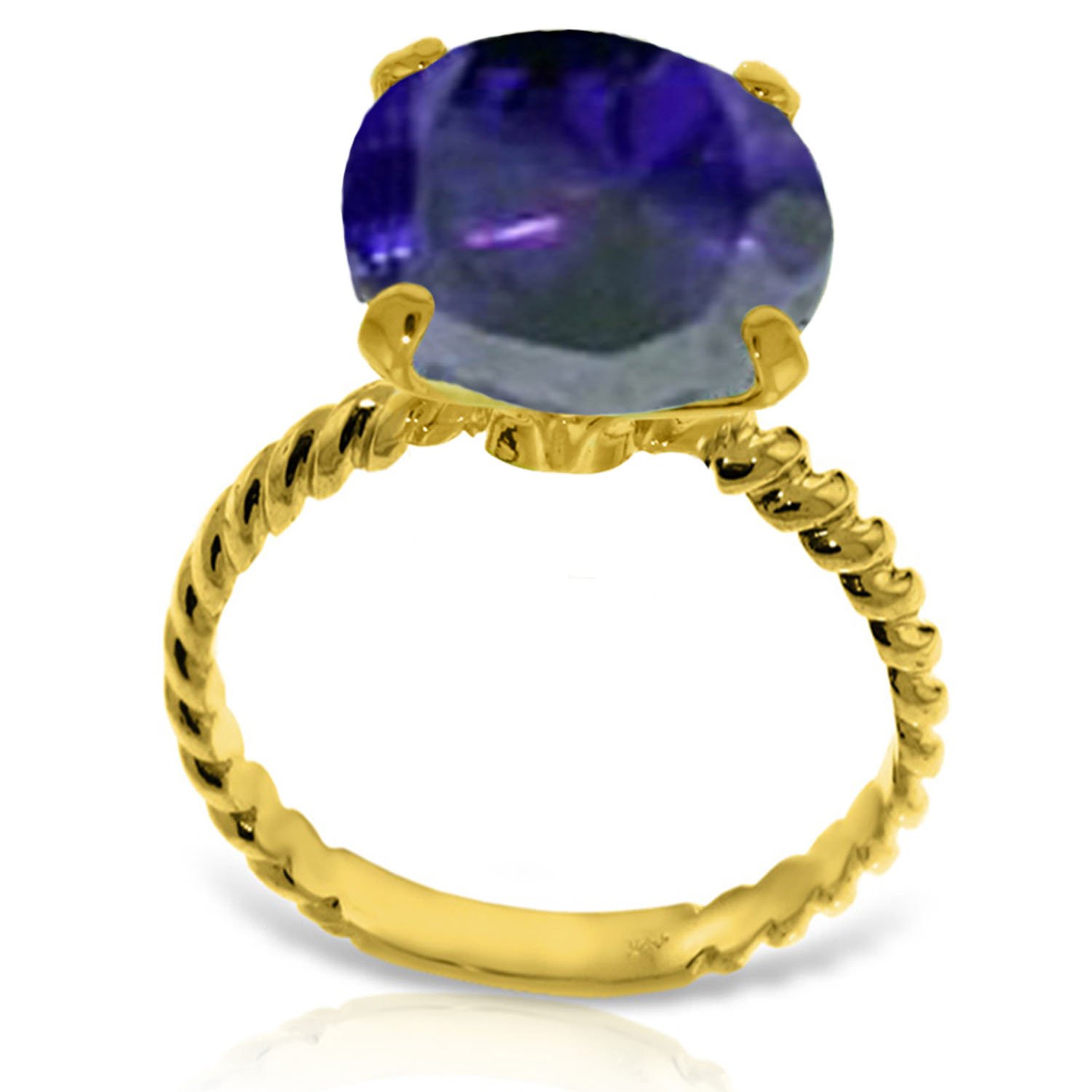 14K Solid Gold Ring with 12mm Blue Sapphire - Elegant Jewelry for Weddings & Gifts