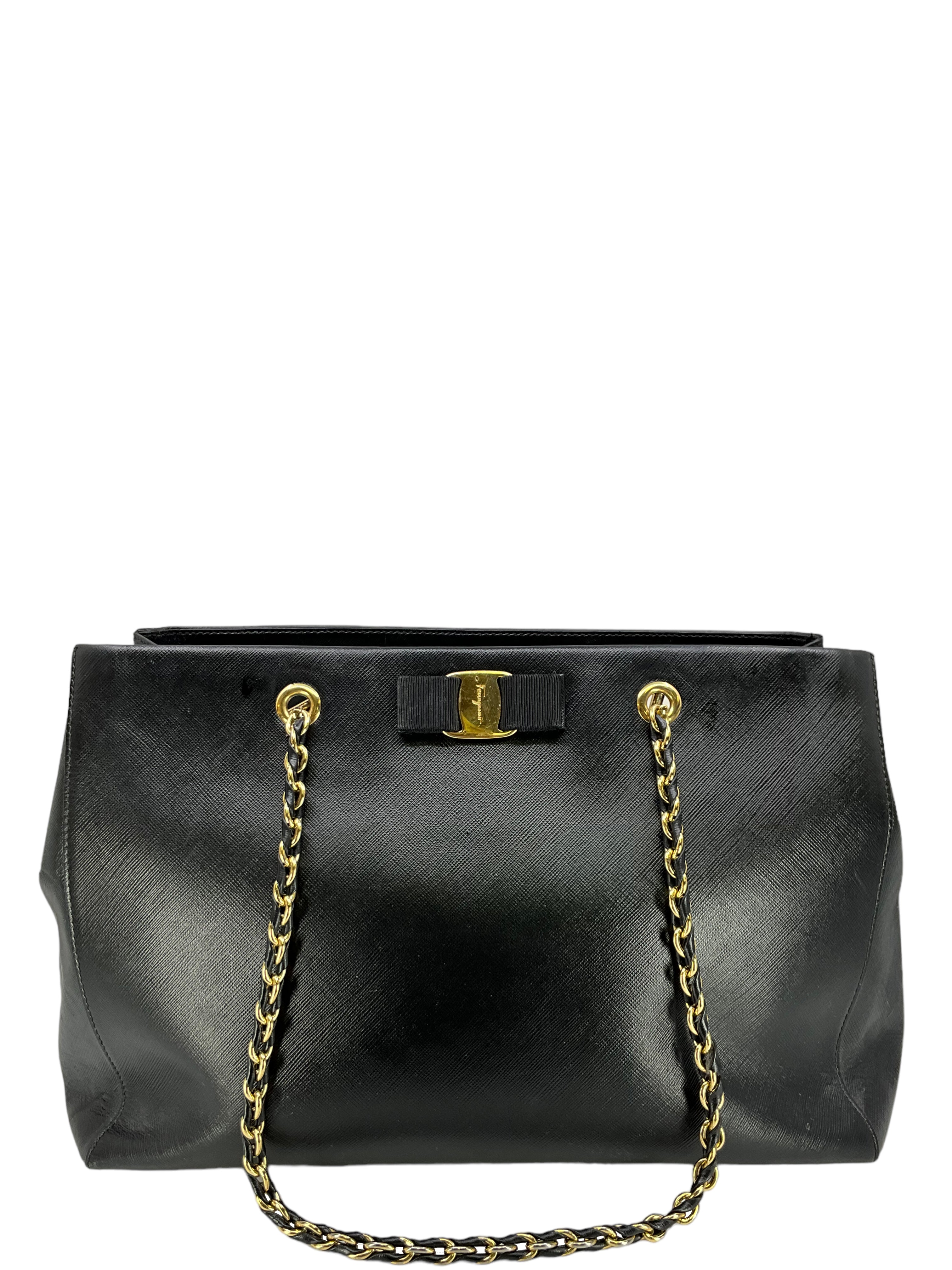 Salvatore Ferragamo Saffiano Leather Melike Vara Bow Bag for Women | Luxury Designer Handbag | Perfect for Work, Evening Events & Special Occasions