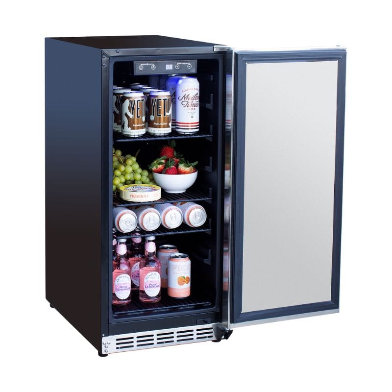 Summerset 15 3.2 Cu. Ft. Outdoor Rated Refrigerator with Stainless Steel Door - Perfect for Patio, Backyard, and Outdoor Kitchen Use