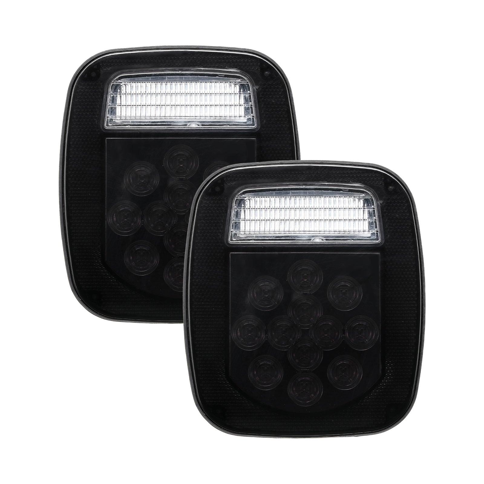 2-Piece Universal Smoked Black 39-LED Tail Light Kit for Jeep Wrangler YJ TJ CJ, Truck, Trailer, Van & Boat - Waterproof & Durable for Off-Road Adventures, Night Driving & Marine Use
