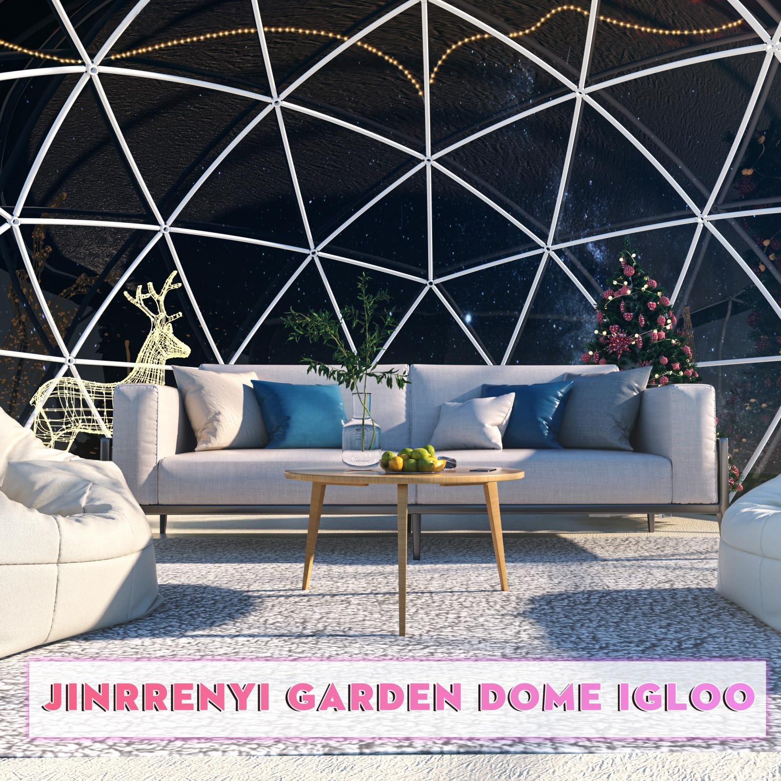 Premium Geodesic Dome Greenhouse Tent - 12x7.2FT Weatherproof Outdoor Bubble Tent with Transparent PVC Cover for Patio, Garden, Dining & Relaxation | White Igloo-Style Dome for Year-Round Use in Backyard, Camping & Outdoor Events