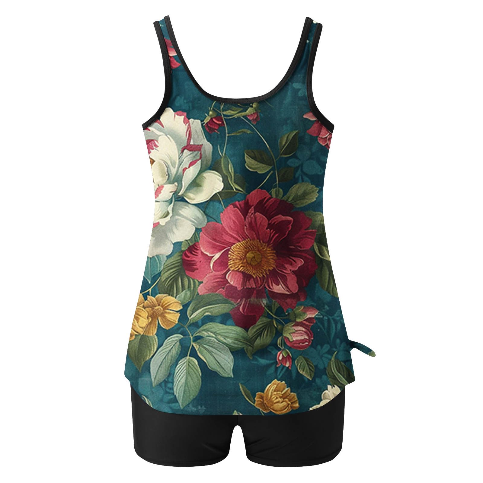 2024 Women's Tummy Control Tankini Swimsuits with Ruched Detail & Boy Shorts - Blouson Two Piece Bathing Suits for Beach, Pool & Vacation