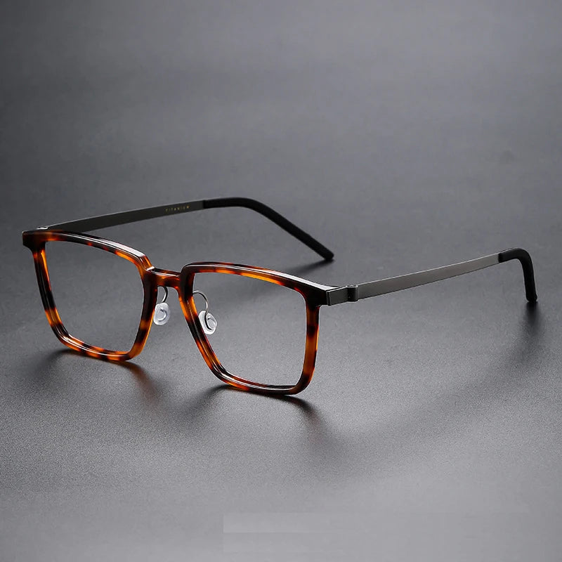 Stylish Unisex Black Titanium Acetate Square Eyeglasses D844 - Perfect for Work, Reading & Fashion Accessories