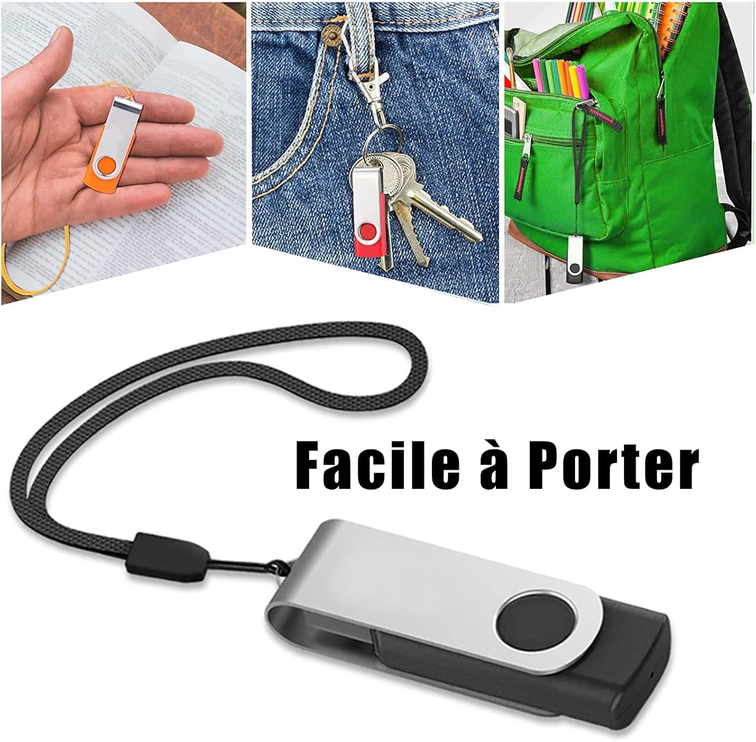 32GB USB Flash Drive 10 Pack - EASTBULL 2.0 Swivel Thumb Drive Memory Stick with Lanyards for Data Storage, File Transfer - Perfect for Office, School, Business & Backup Use