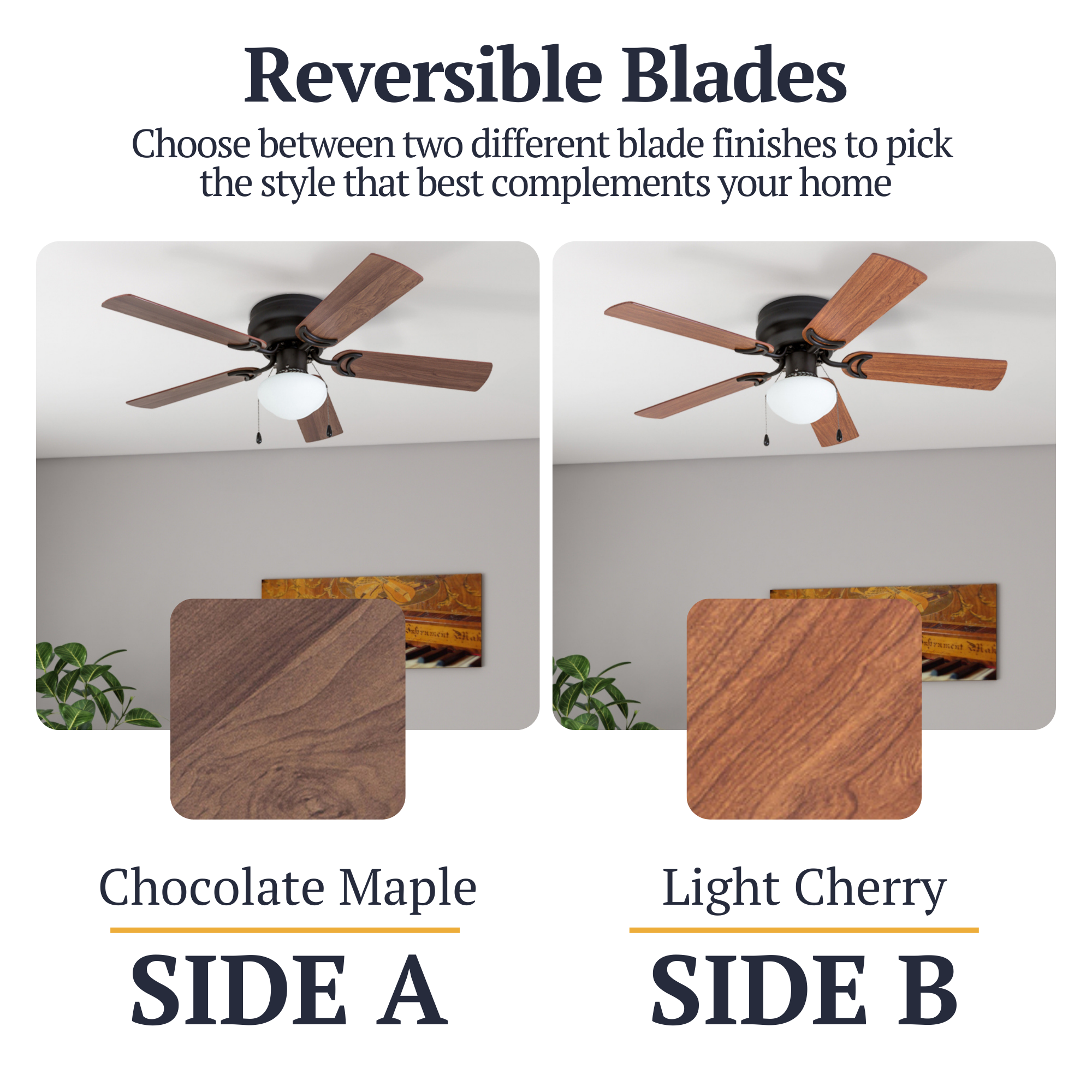 42 Inch Alvina Bronze Ceiling Fan with Pull Chain - Modern Indoor/Outdoor Ceiling Fan for Bedroom, Living Room, Patio & Office