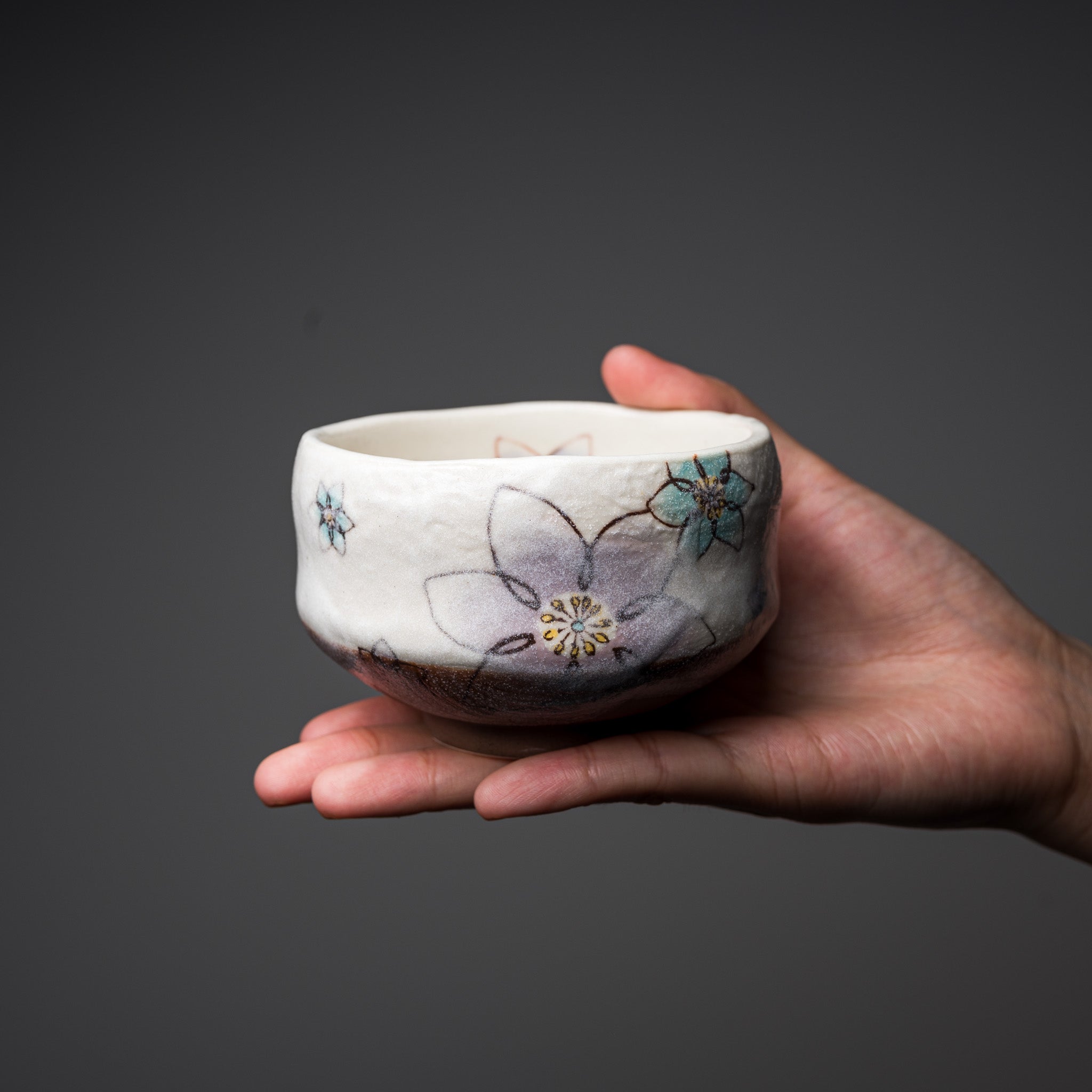 Premium Mini Matcha Bowl - Handcrafted Clematis Design for Japanese Tea Ceremony | Perfect for Matcha Whisking, Tea Drinking & Zen Meditation