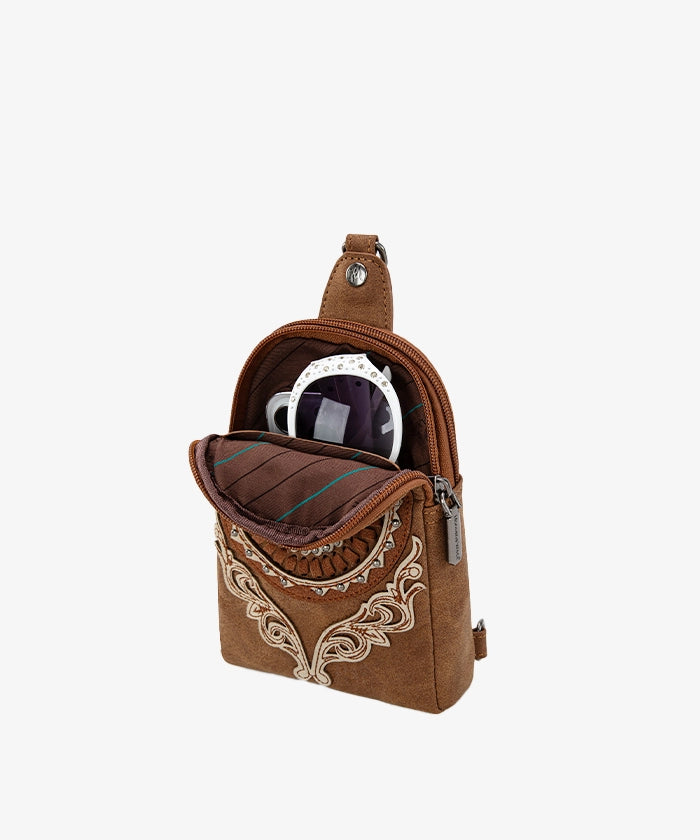 Montana West Concho Cut Out Sling Bag for Women - Stylish Crossbody Purse with Western Design - Perfect for Travel, Shopping & Everyday Use