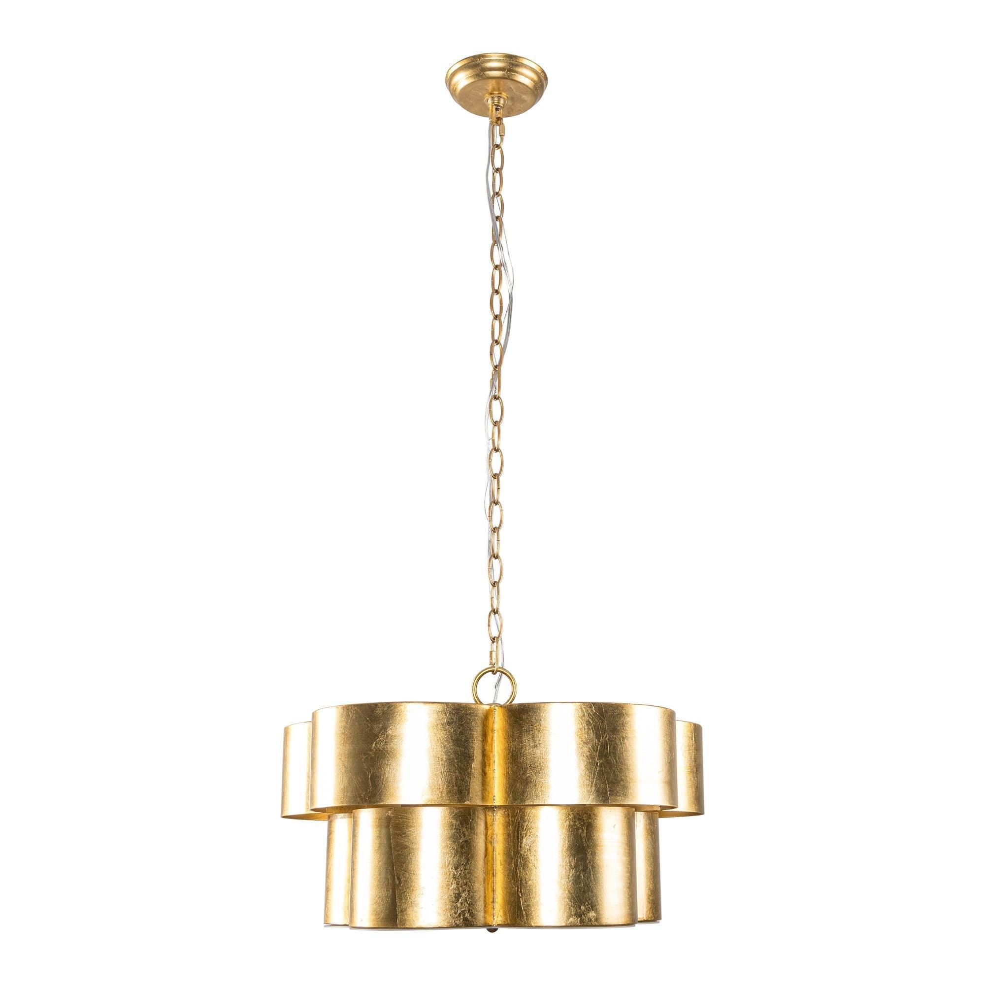 Golden 5-Light Iron Dry Rated Pendant Light Fixture - Perfect for Kitchen Island, Dining Room, and Entryway Lighting
