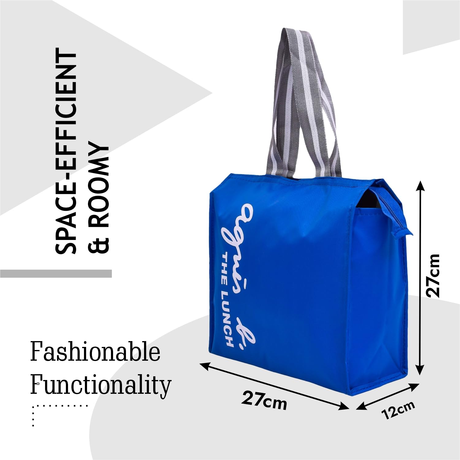 Kuber Industries Insulated Lunch Bag for Adults - Reusable Parachute Lunch Box with Zipper & Handle for Office, College, Work - Pack of 2 Royal Blue - Perfect for Meal Prep, Picnics & Daily Commute
