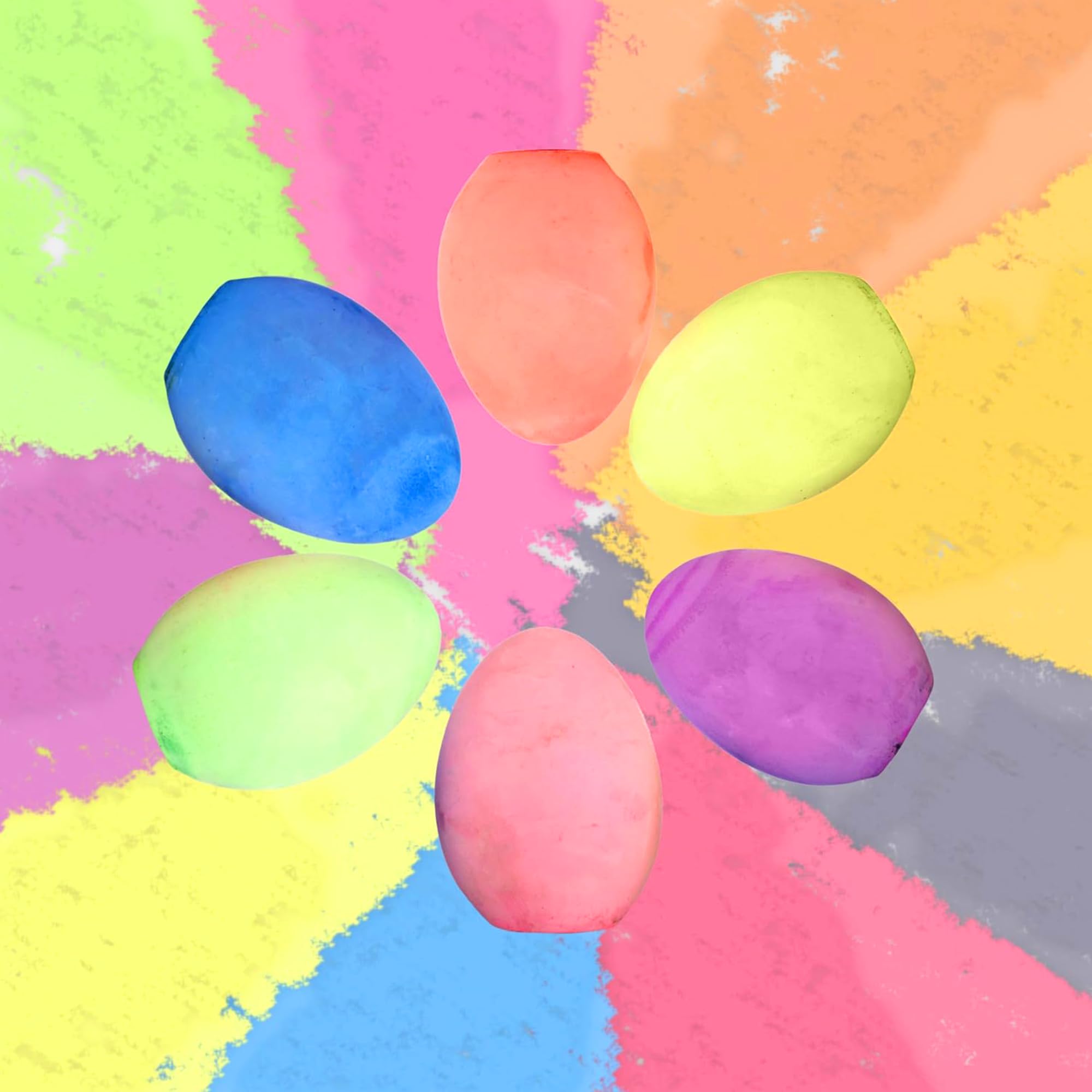 Kid Made Modern Washable Neon Sidewalk Chalk Set - 6-Piece Non-Toxic Egg Chalk for Outdoor Play, Chalkboard Art & Creative Learning | Perfect for Driveway Drawing, Classroom Activities & Toddler Playtime (Ages 3+, Multicolor)