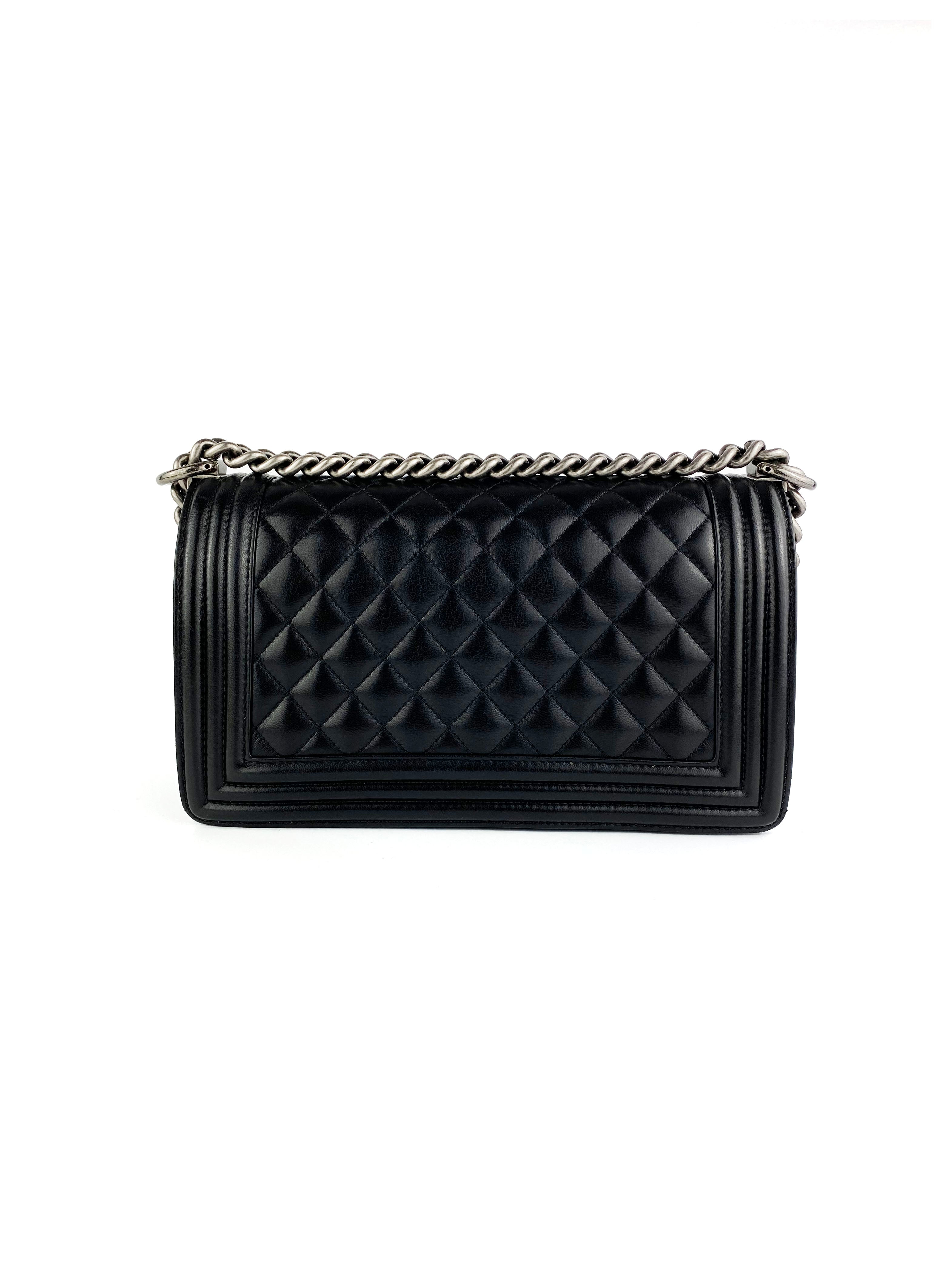 Chanel Boy Lambskin Leather Handbag Black - Luxury Designer Crossbody Bag for Women | Perfect for Evening Events, Parties & Special Occasions