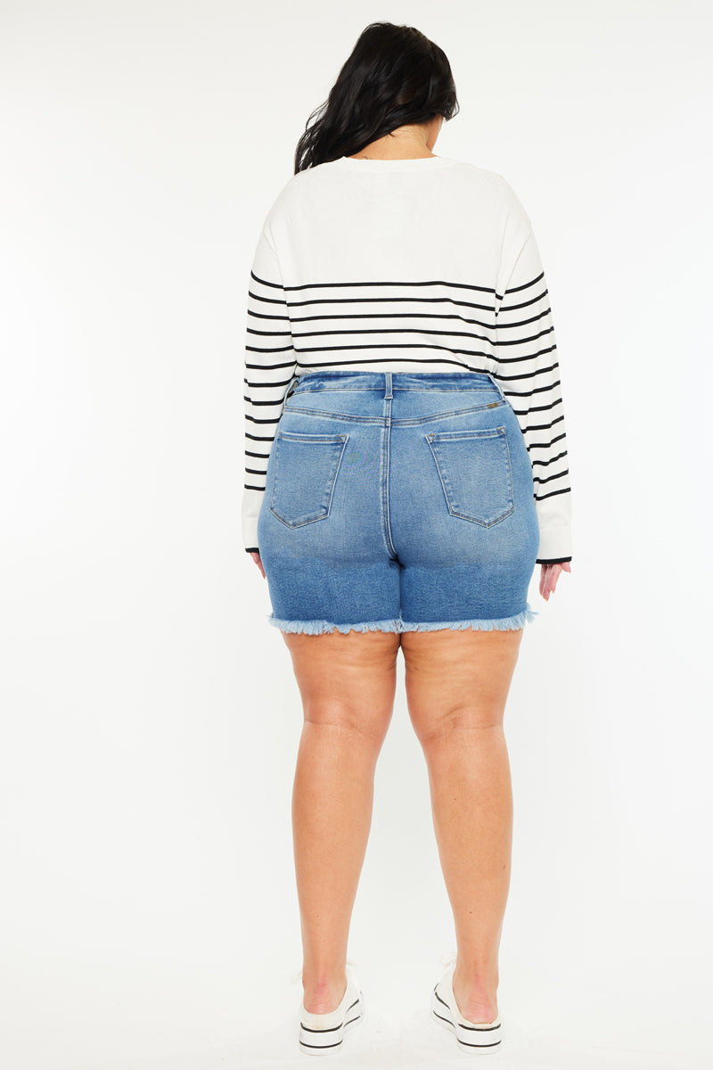 Syd Essentials High Rise Shorts for Women - Plus Size Comfort Stretch Denim Shorts | Perfect for Summer, Casual Wear & Travel