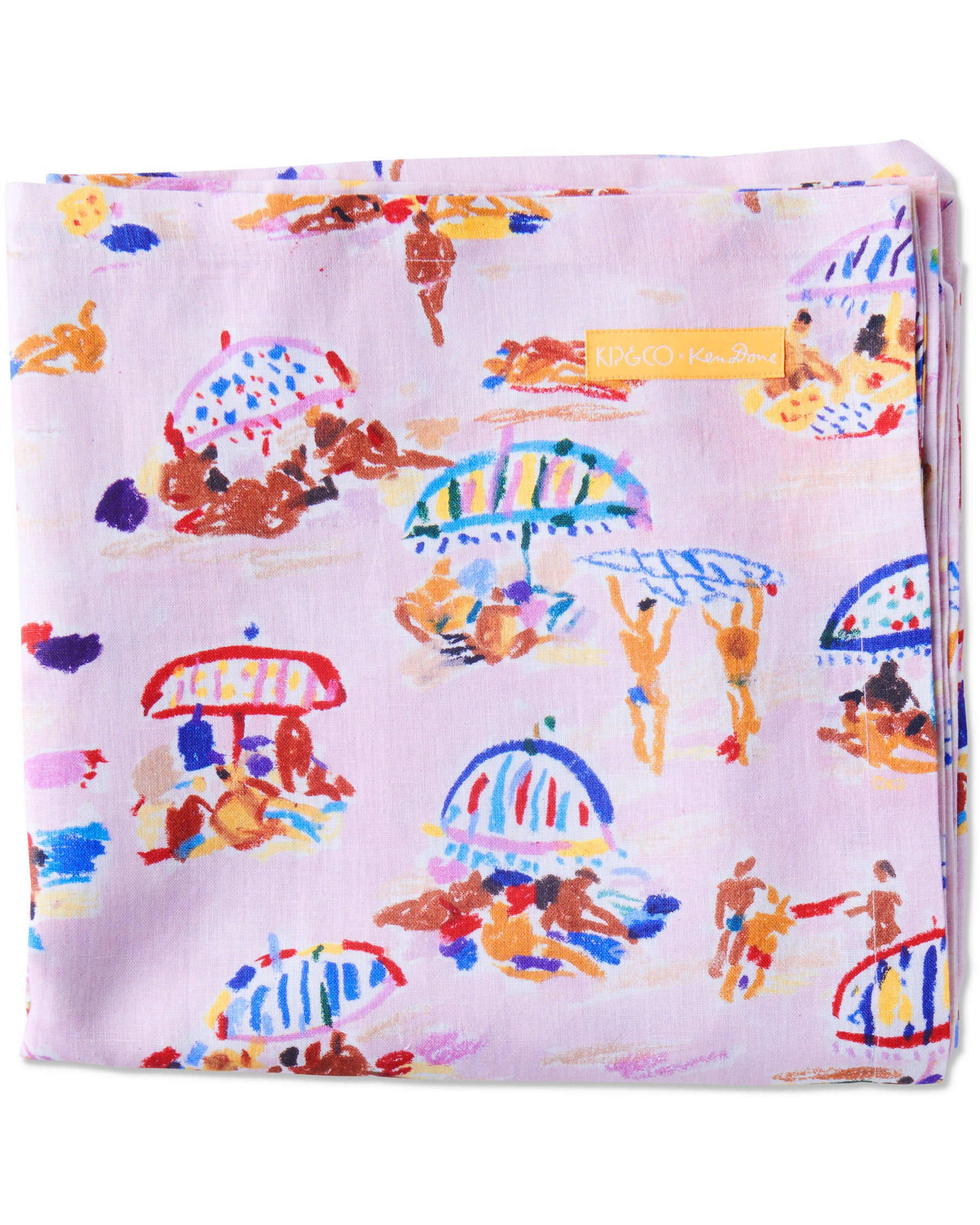 Kip&Co x Ken Done Beach Days Linen Tablecloth - Stylish & Durable for Outdoor Dining, Picnics, and Summer Entertaining