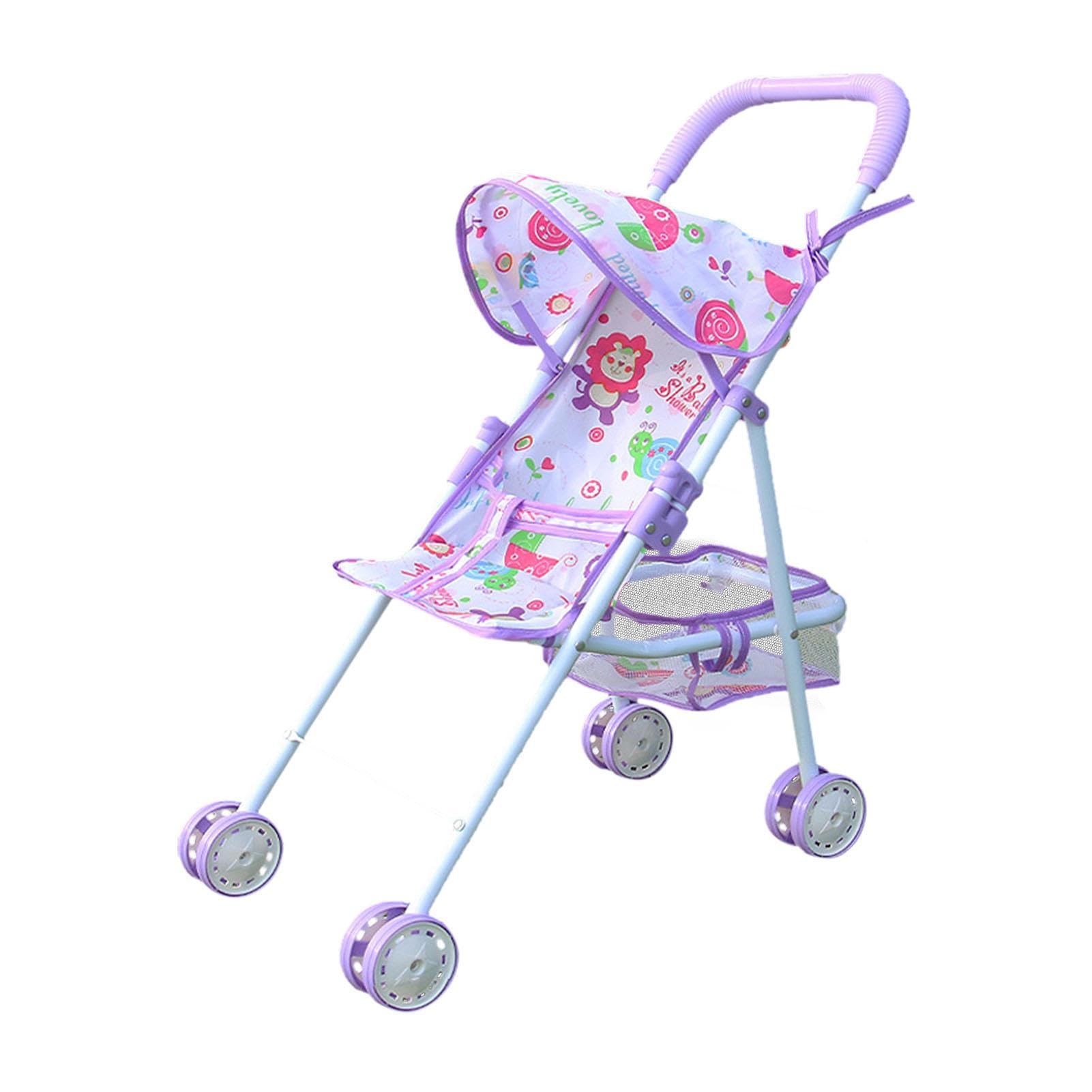 Easy Fold Baby Doll Stroller - Foldable Pretend Play Stroller with Sturdy Steel Frame & Comfortable Handle Grip - Perfect for Indoor & Outdoor Kids Playtime