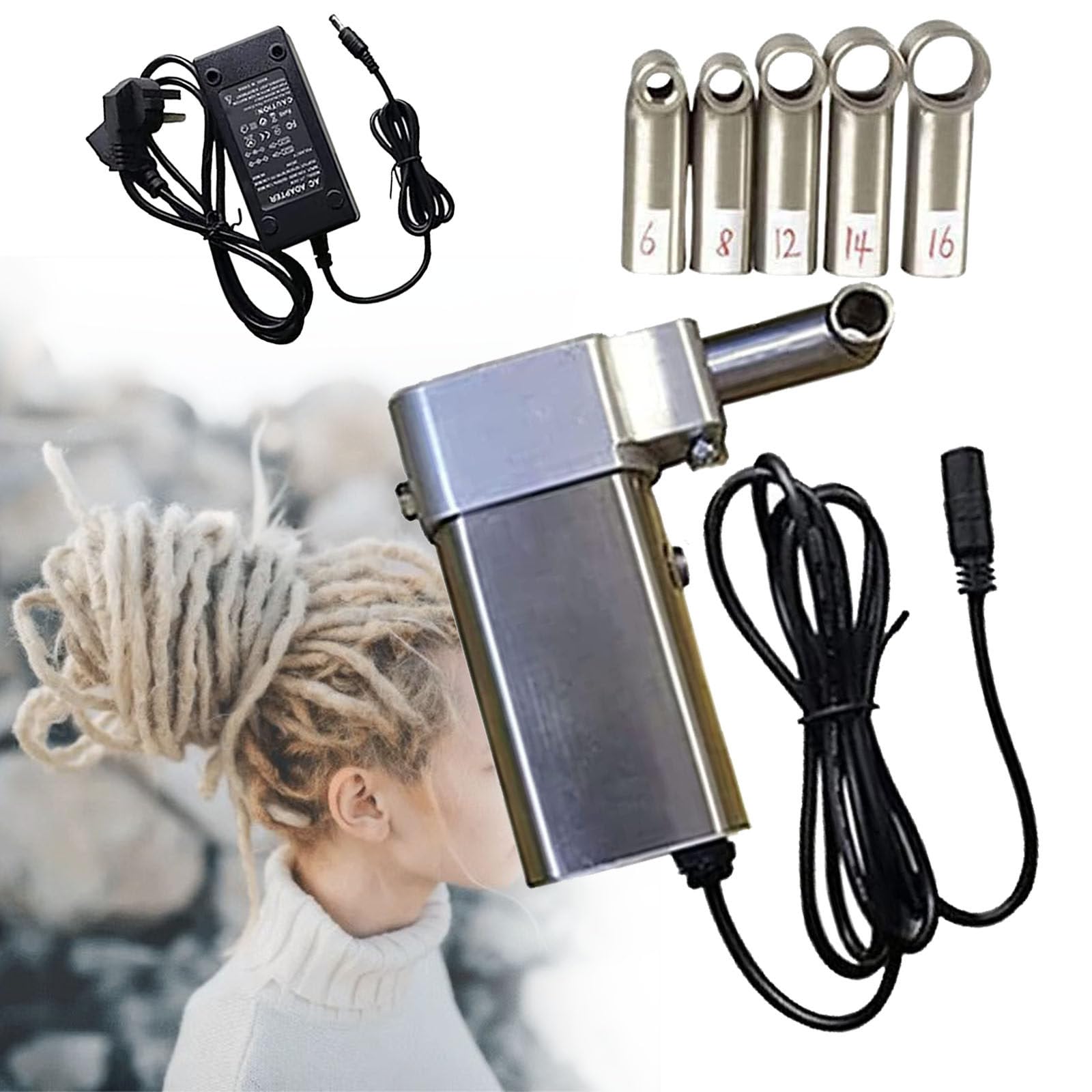 Portable Electric Dreadlock Maker Machine Kit - 6mm Professional Hair Styling Tool for Natural & Synthetic Hair | Perfect for Salons, Home Use & DIY Hairstyles