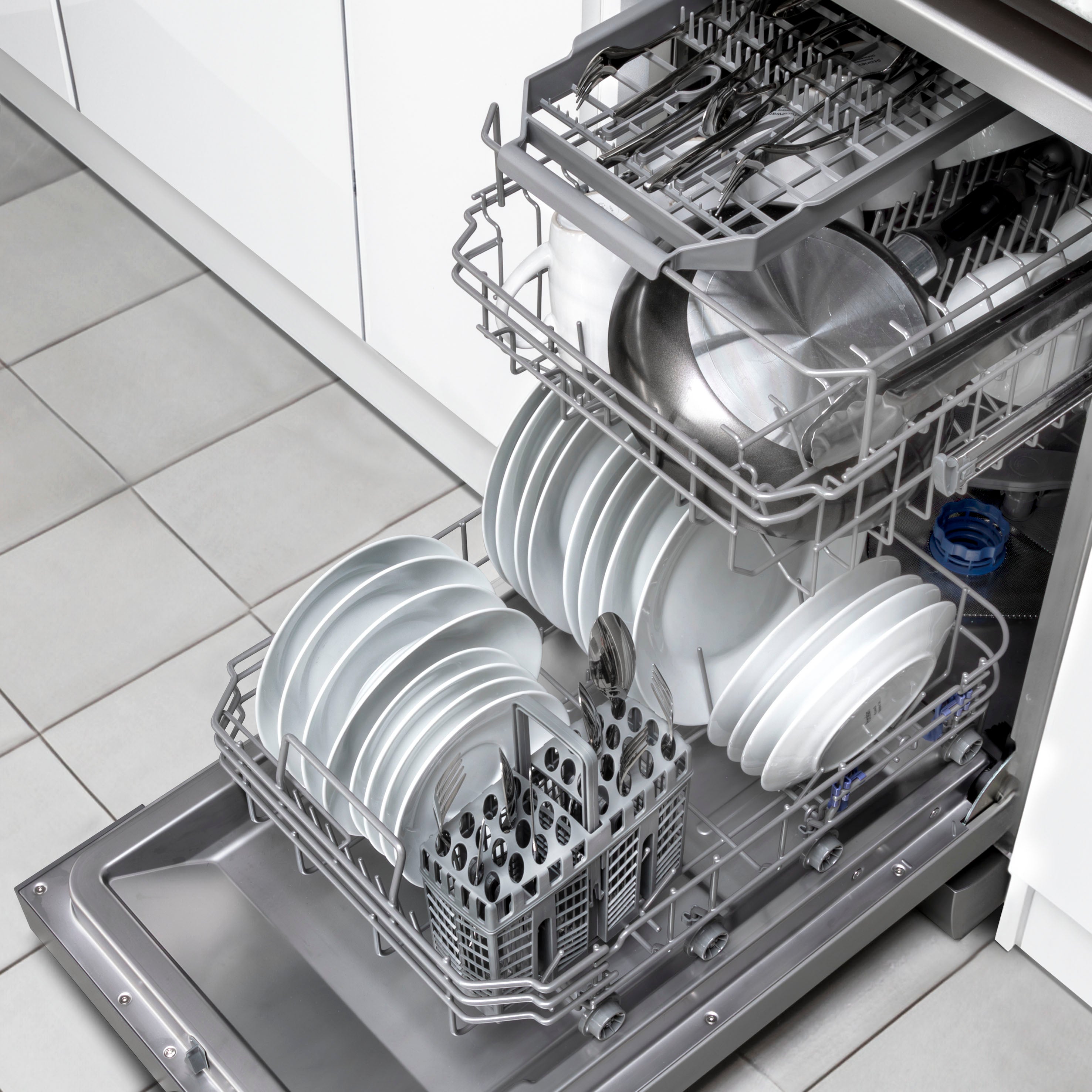 Baridi 45cm Slimline Freestanding Dishwasher - 10 Place Settings, 8 Wash Programs, Energy Efficient, Silver (DH166) - Perfect for Small Kitchens & Apartments